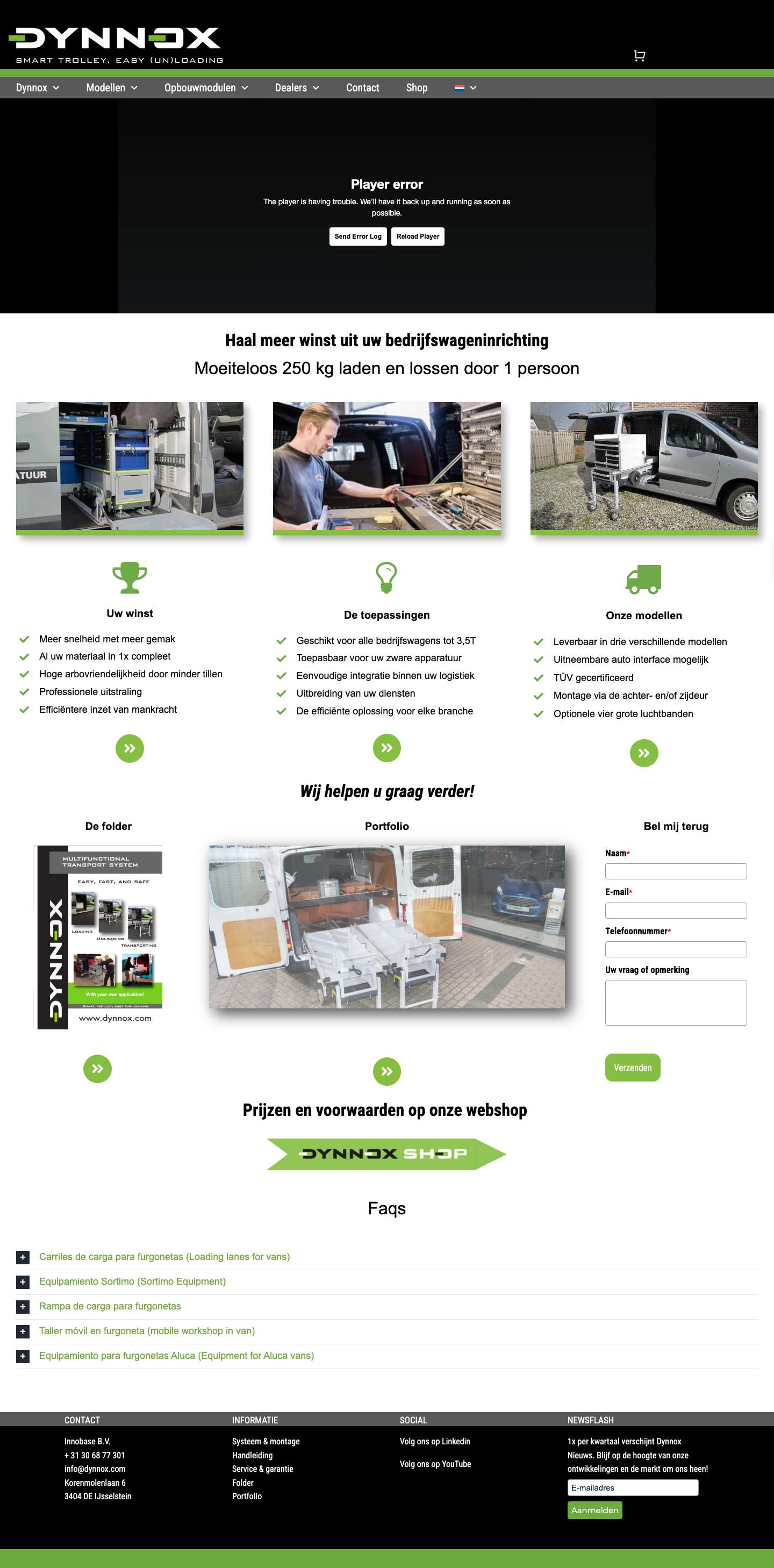 Uniek transportsysteem voor bedrijfswageninrichting - Full Screenshot