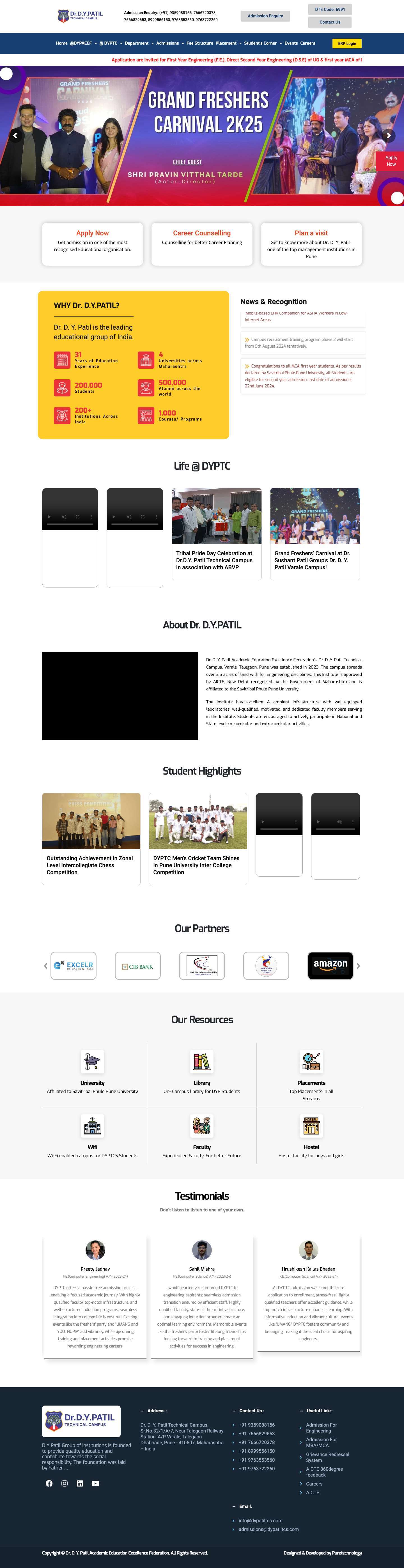 Dr. D. Y. Patil Technical CampusTest - Full Screenshot