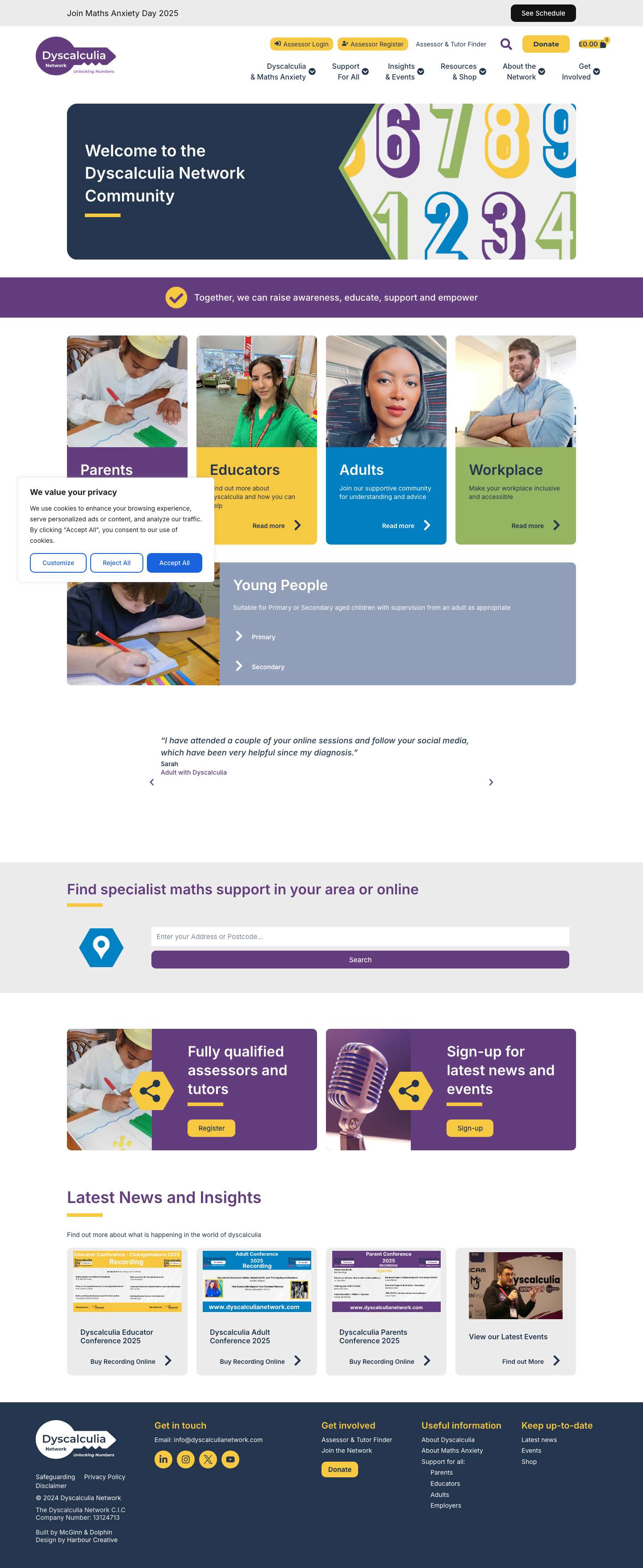 Dyscalculia Network | Leading Support Network for Dyscalculia - Full Screenshot