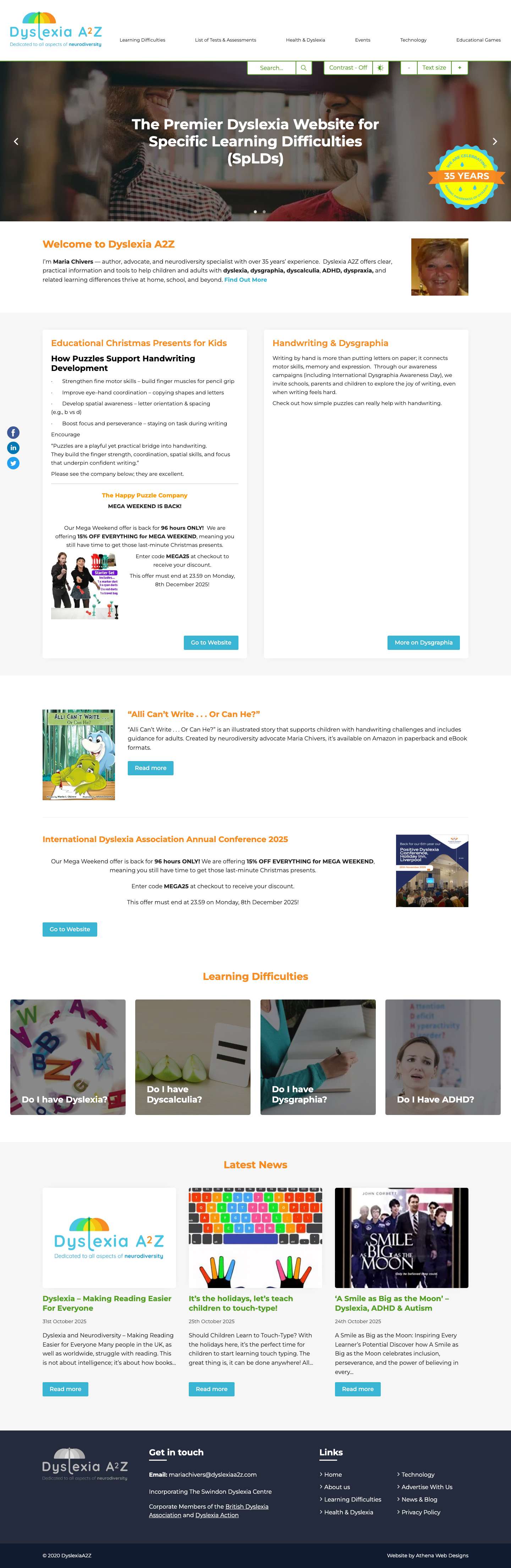 DyslexiaA2Z Comprehensive Information Learning Difficulties. - Full Screenshot