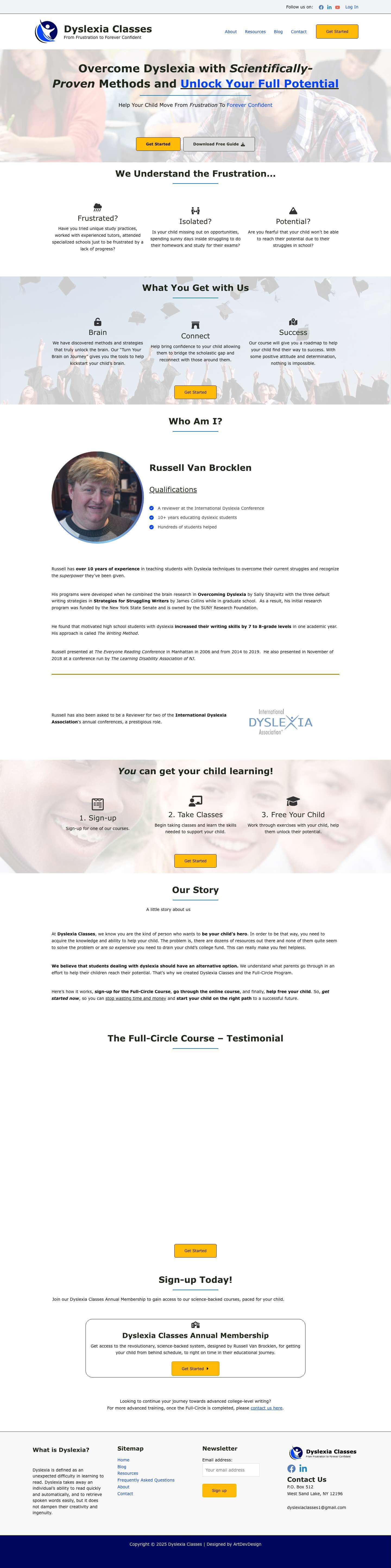 Home - Dyslexia Classes - Full Screenshot