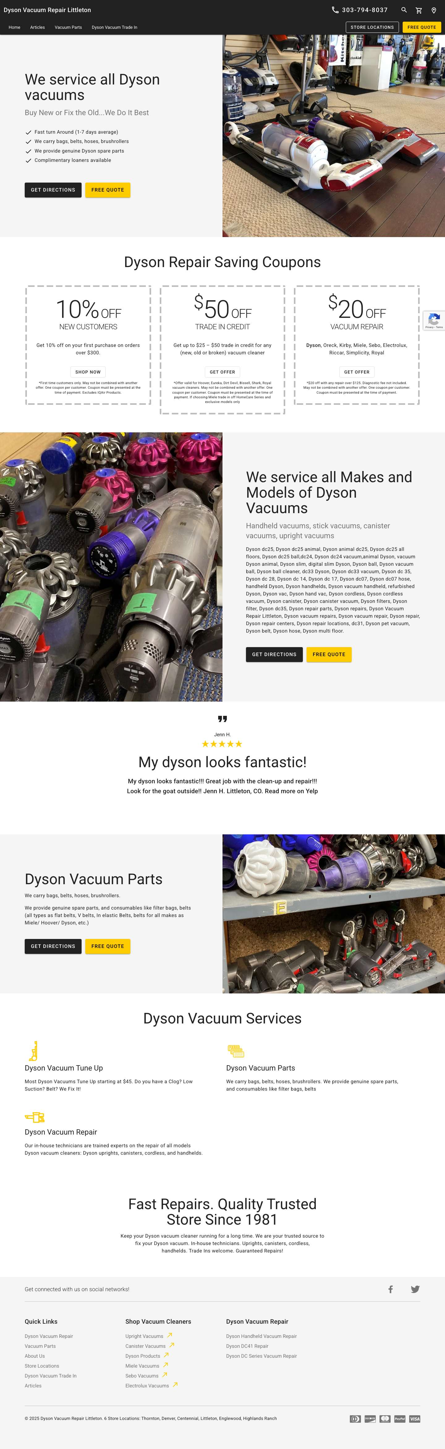 Home - Dyson Vacuum Repair Littleton - Full Screenshot