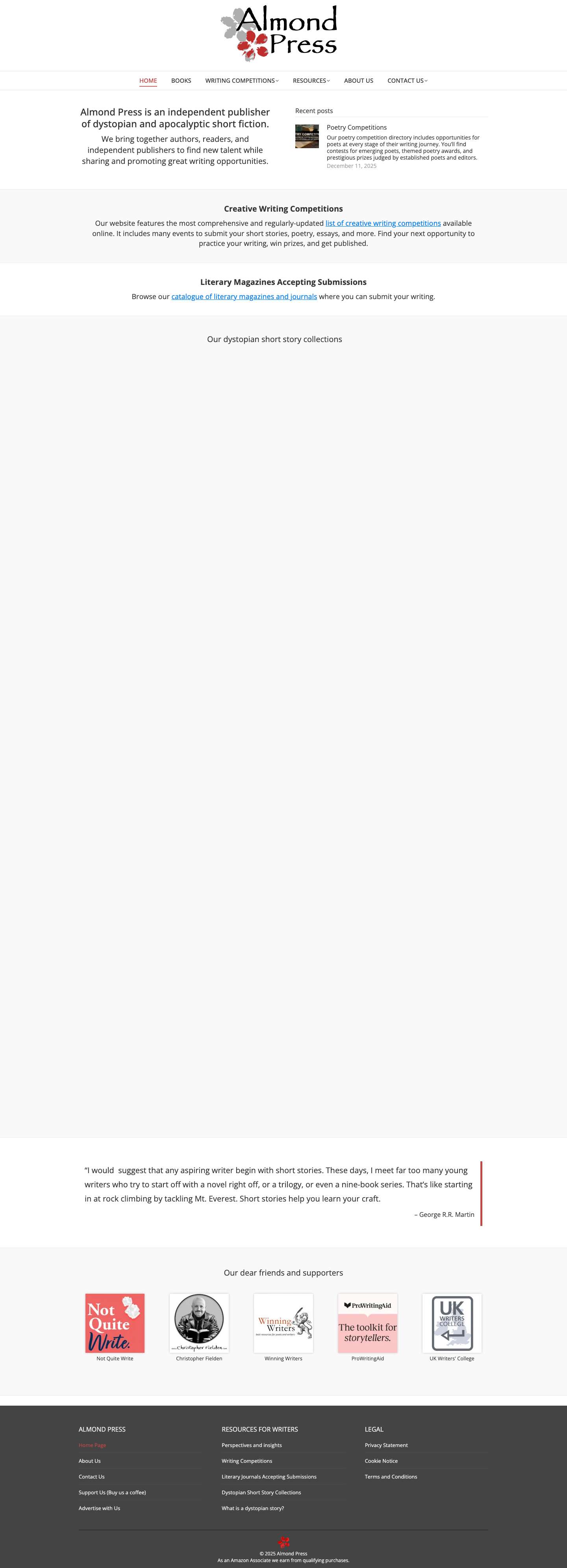 Almond Press | Resources and opportunities for writers - Full Screenshot