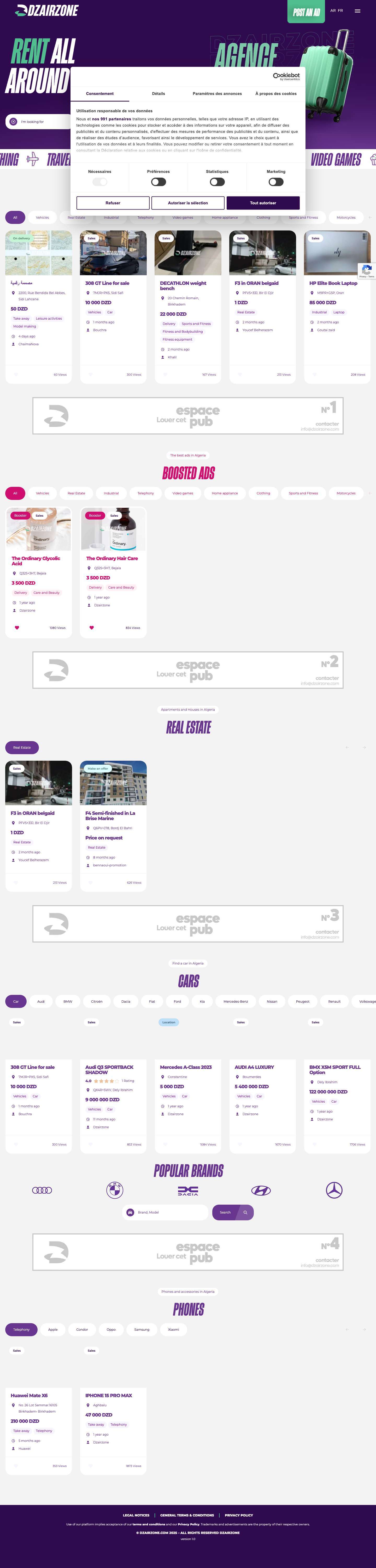 Dzairzone – Votre plateforme de petites annonces en Algérie - Full Screenshot