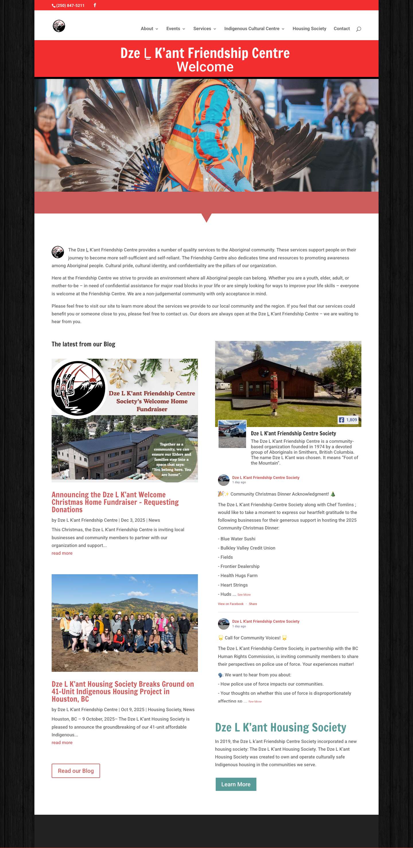 Dze Ḻ Kant Friendship Centre | Aboriginal Community Support and Services - Full Screenshot