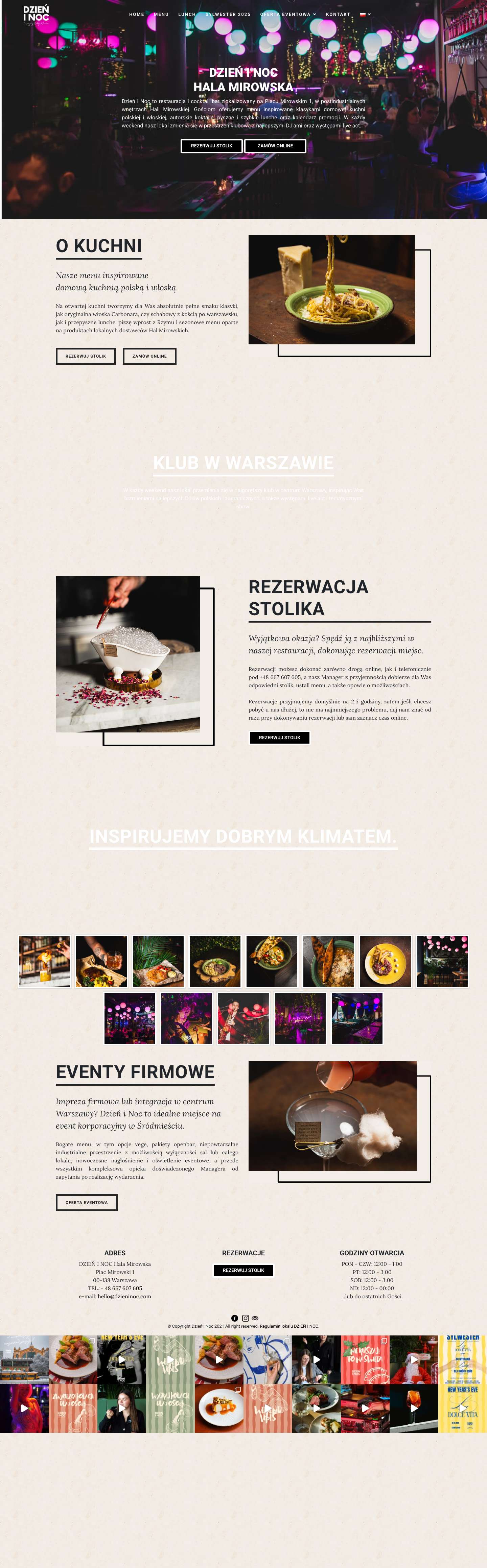 DZIEŃ I NOC Hala Mirowska - Restauracja i cocktail Bar Warszawa | Eventy i imprezy - Full Screenshot