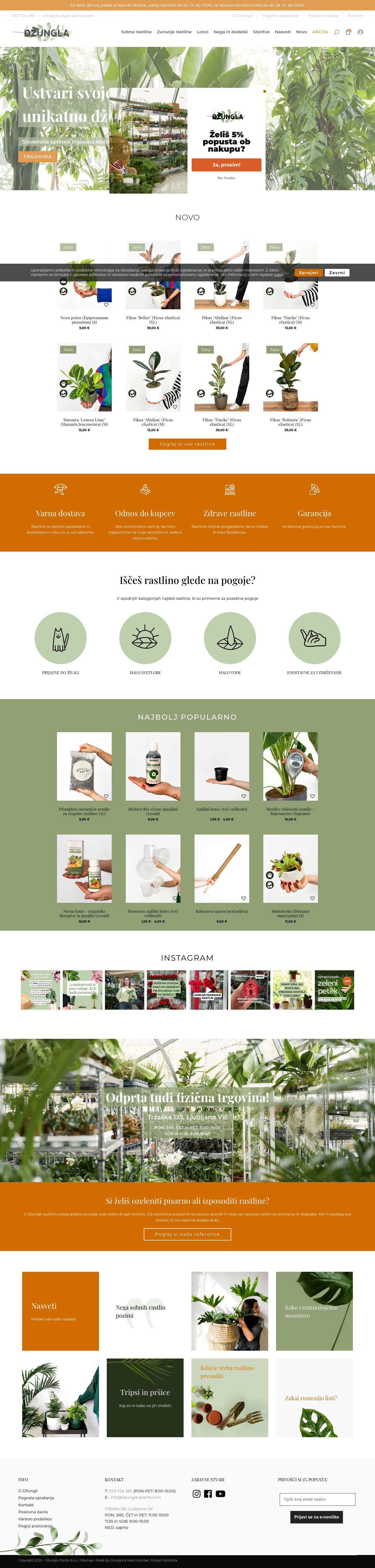 Džungla Plants - Spletna trgovina z rastlinami, dodatki in pripomočki - Full Screenshot