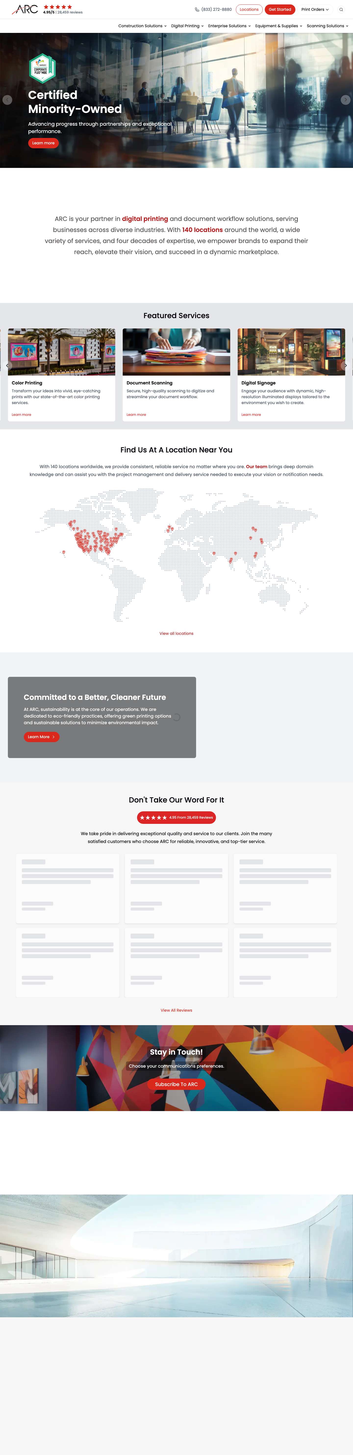 Reprographics And Digital Printing Services | ARC Print Shop - Full Screenshot