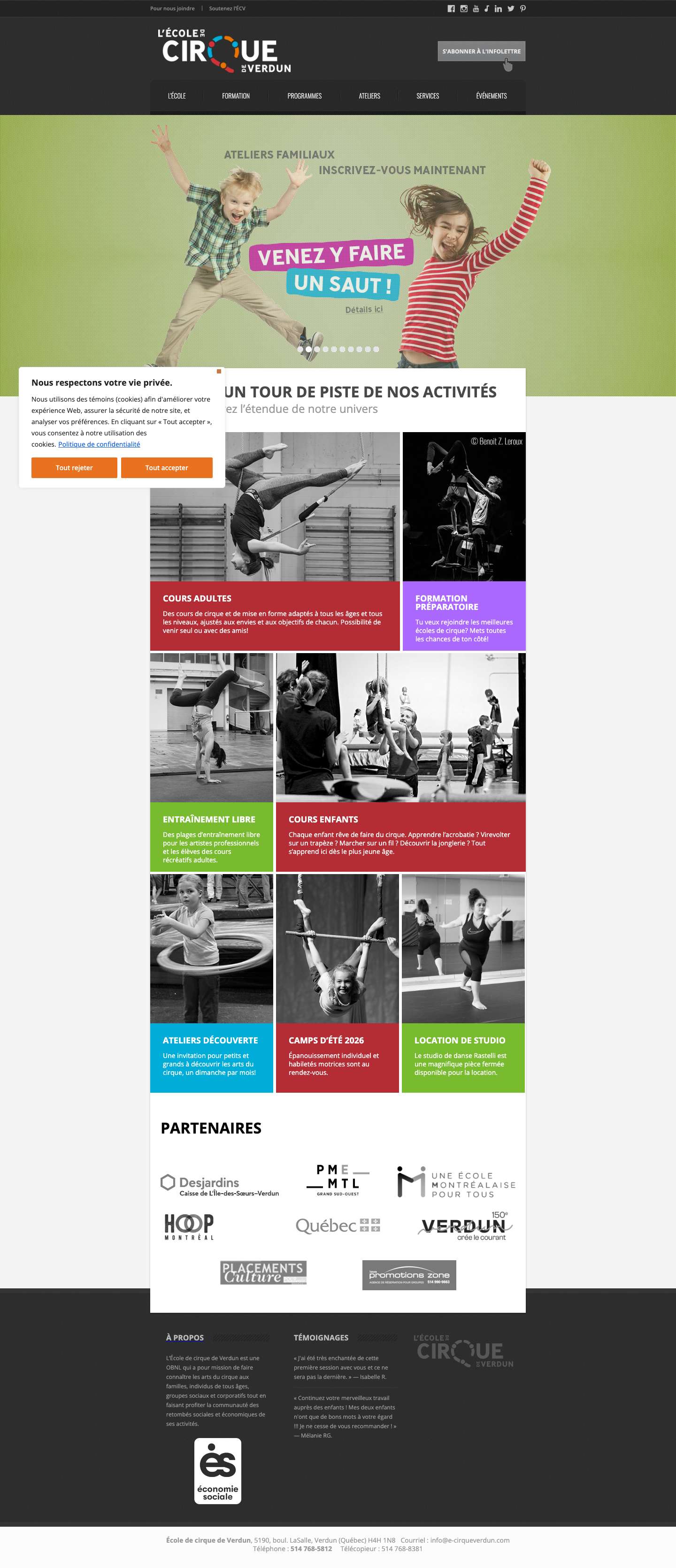 École de cirque de Verdun, les arts du cirque accessibles à tous - Full Screenshot