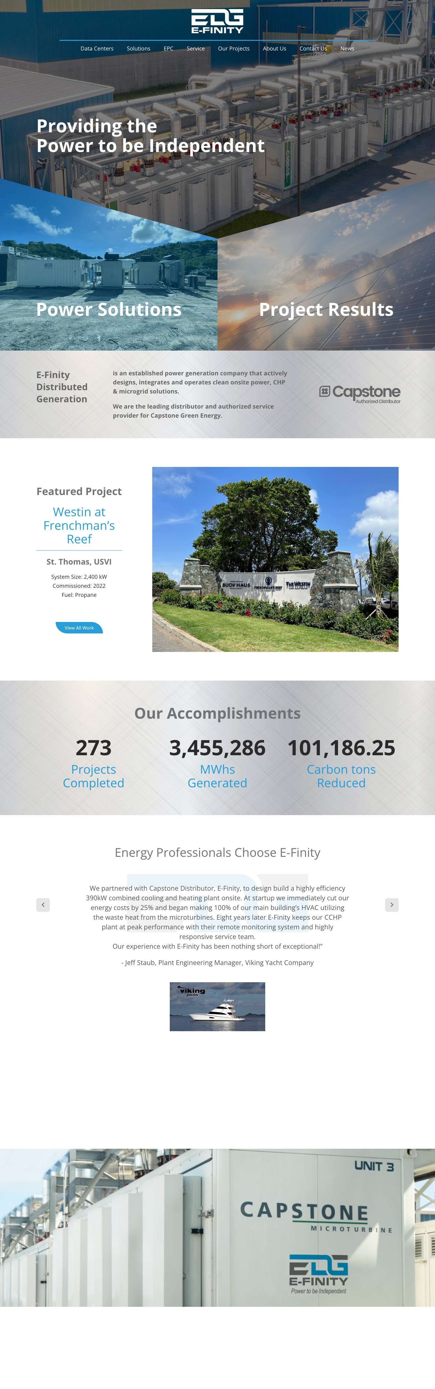 E-Finity - The Exclusive Distributor for Capstone Turbine - Full Screenshot