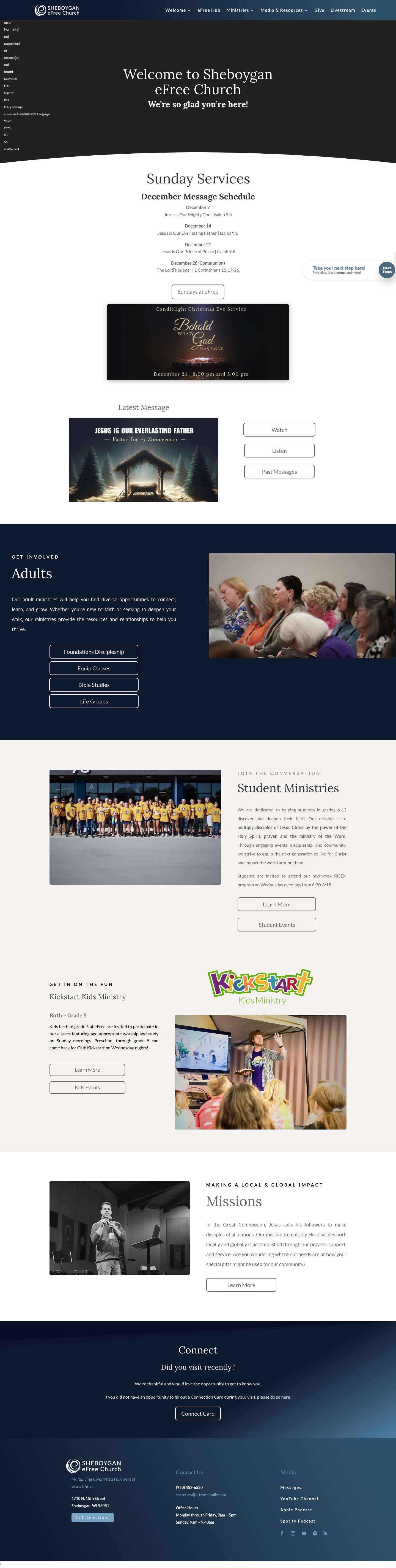 Sheboygan eFree Church | Multiplying Committed Followers of Jesus Christ - Full Screenshot