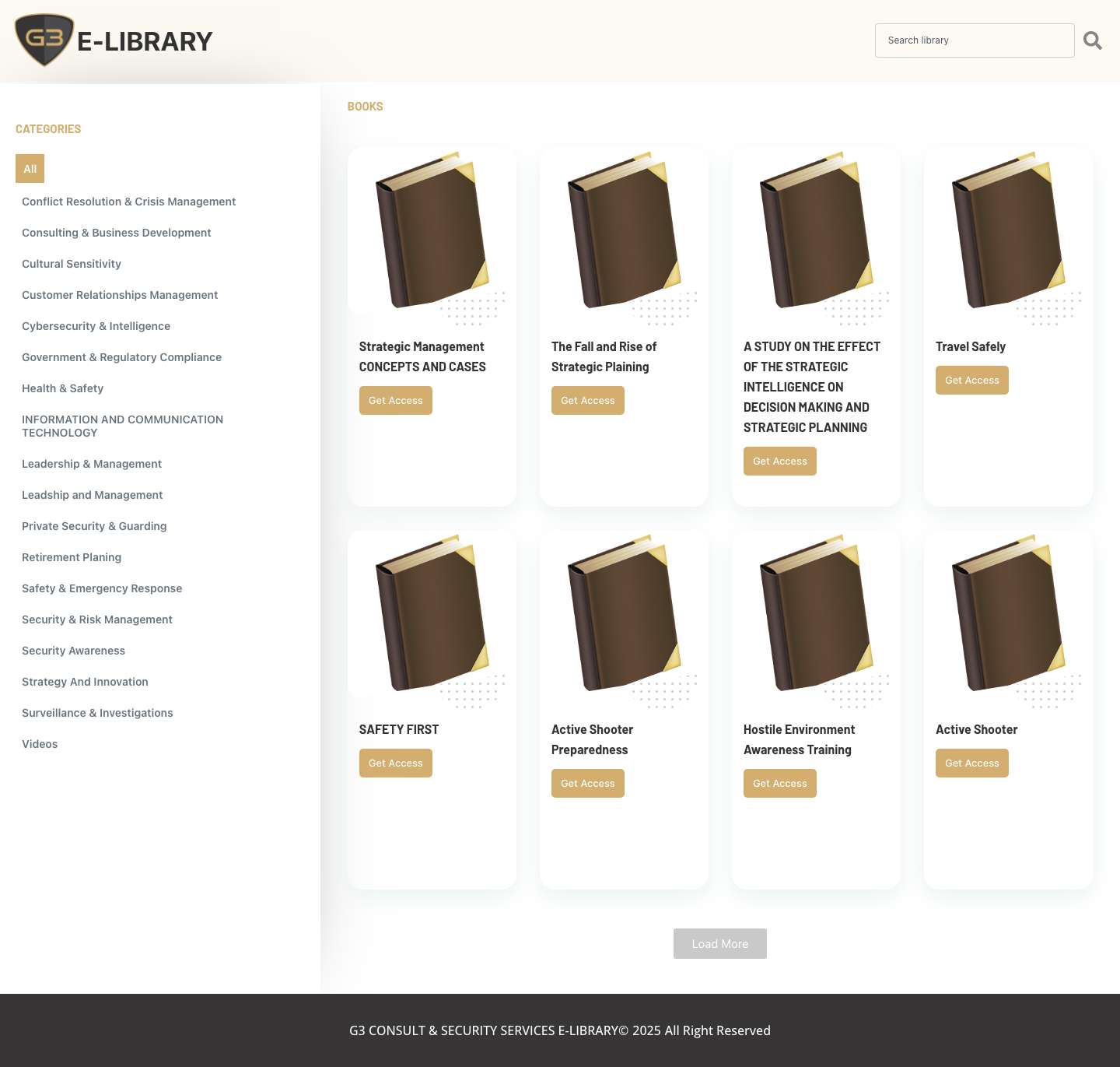 G3 E-Library – G3 CONSULT & SECURITY SERVICES E-LIBRARY - Full Screenshot