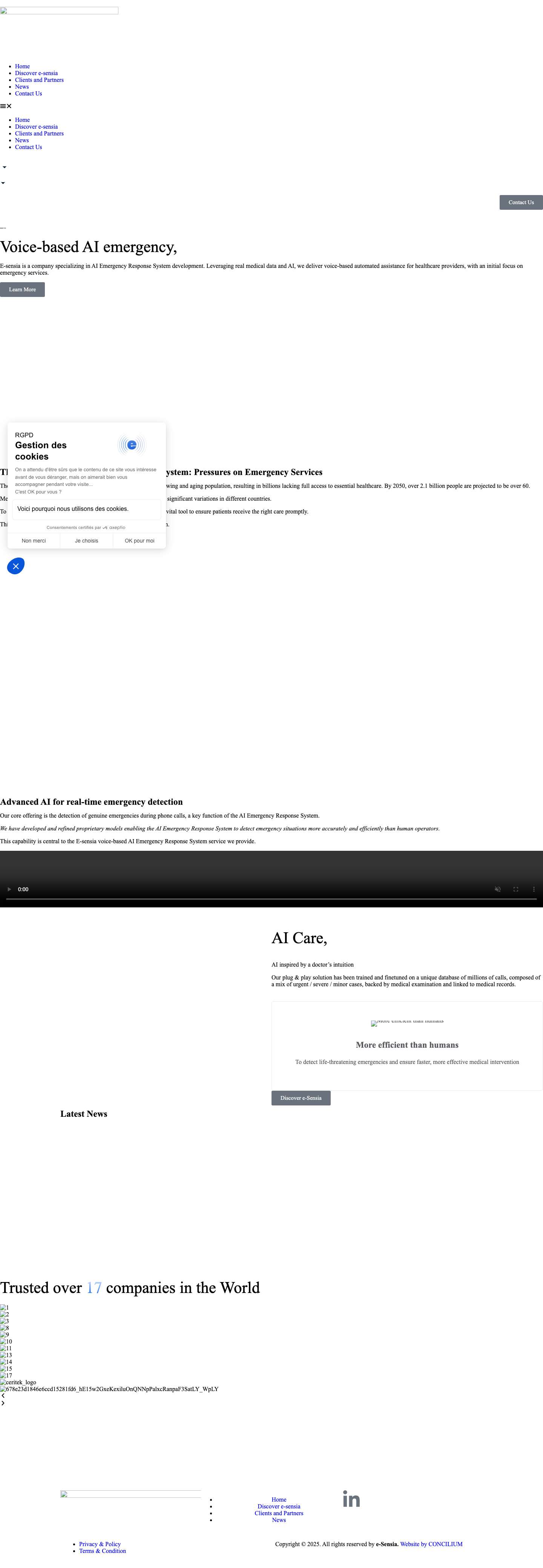 AI Emergency Response System for Healthcare by E-sensia - Full Screenshot