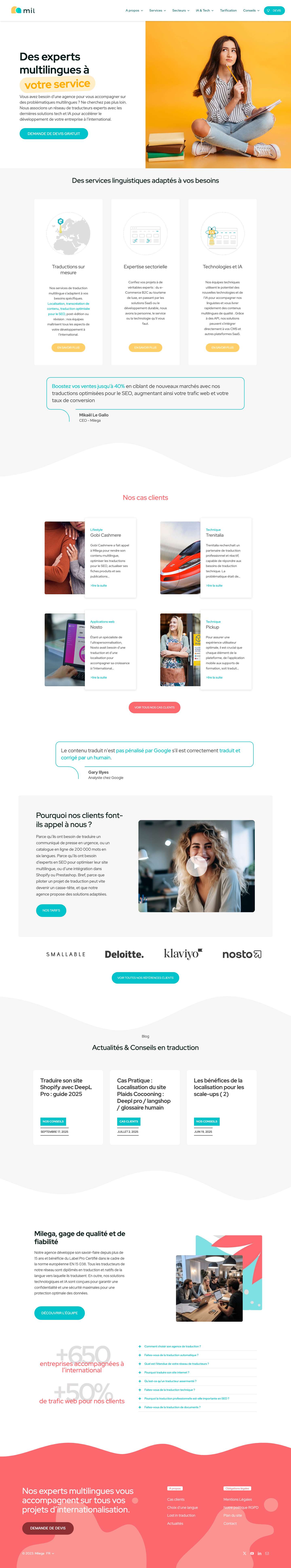 Agence de traduction web : contenus digitaux & marketing - Milega - Full Screenshot