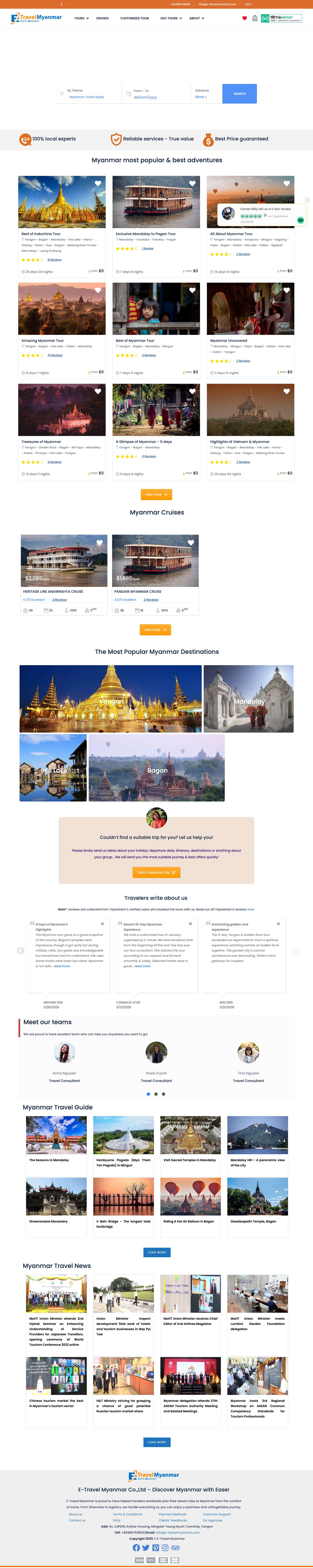 E - Travel Myanmar - A Local Myanmar Travel Operator - Full Screenshot