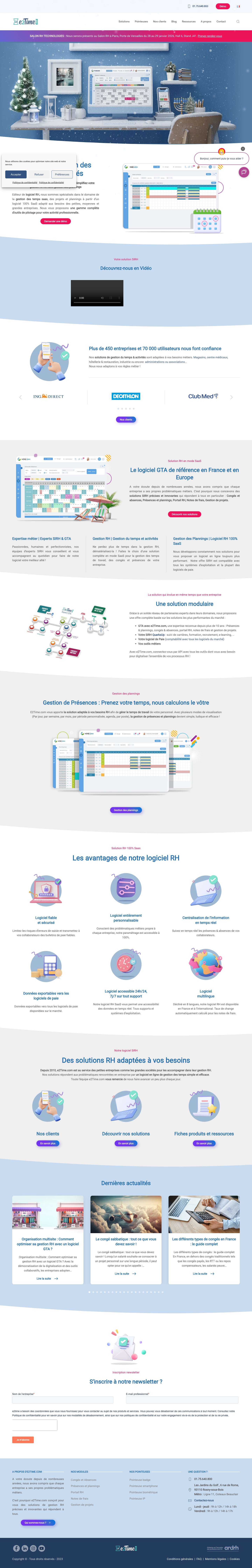 Logiciel RH de gestion des plannings - e2Time.com - Full Screenshot