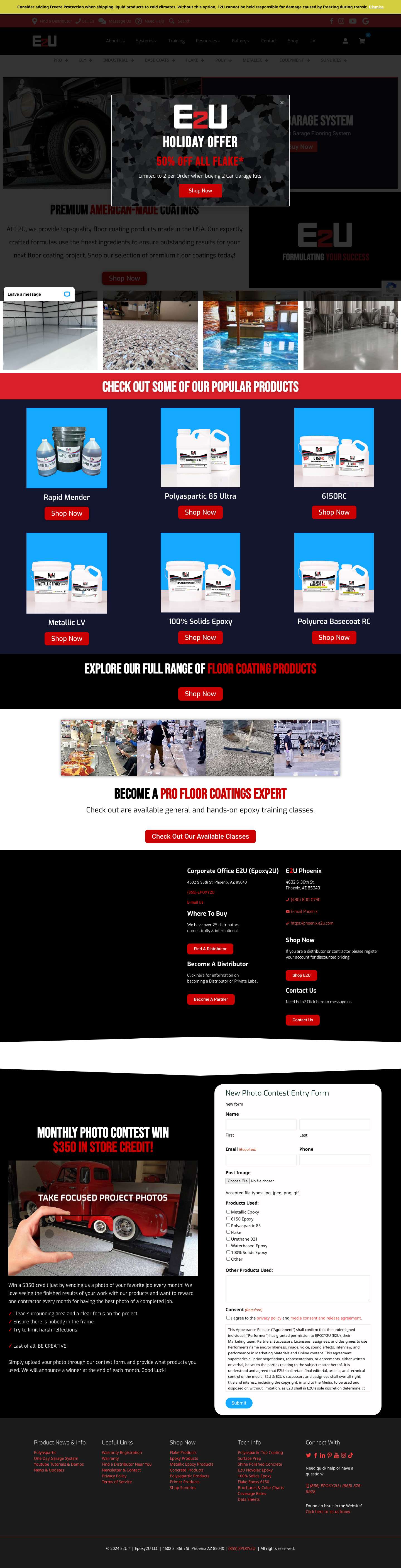 Epoxy Flooring And Concrete Coating Solutions | E2U - Full Screenshot
