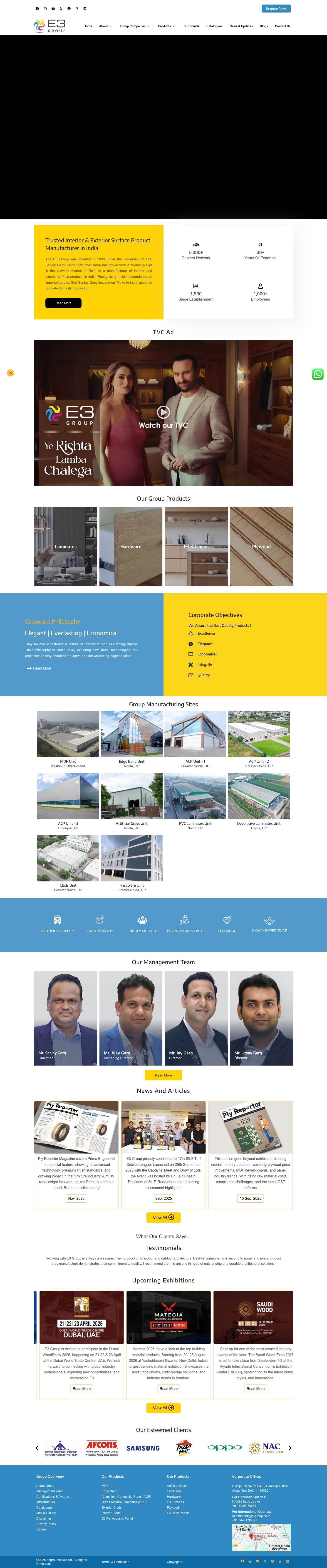 E3 Group: Largest Manufacturer of Interior-Exterior Products In India - Full Screenshot