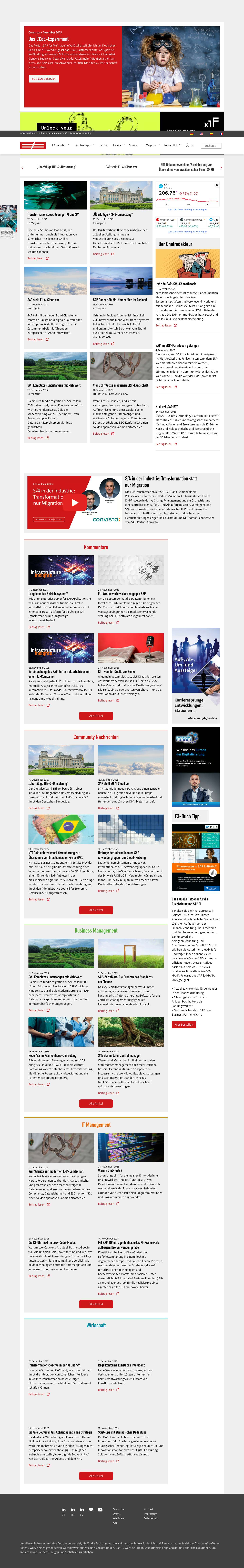 Startseite E3-Magazin | Von und für die SAP Community - Full Screenshot