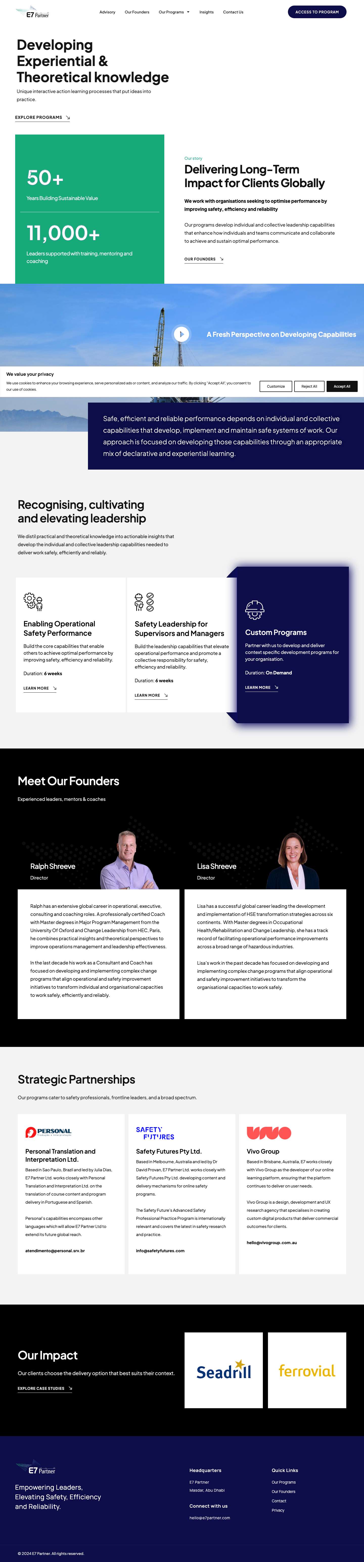 E7 Partner – Empowering Leaders, Elevating Safety, Efficiency and Reliability - Full Screenshot