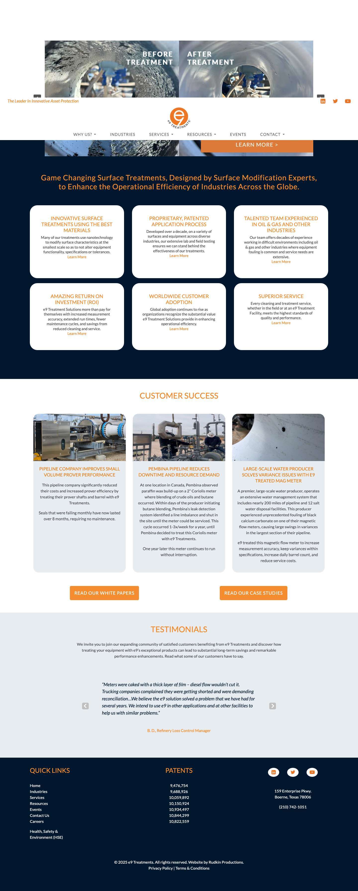 Welcome - e9 Treatments - Full Screenshot