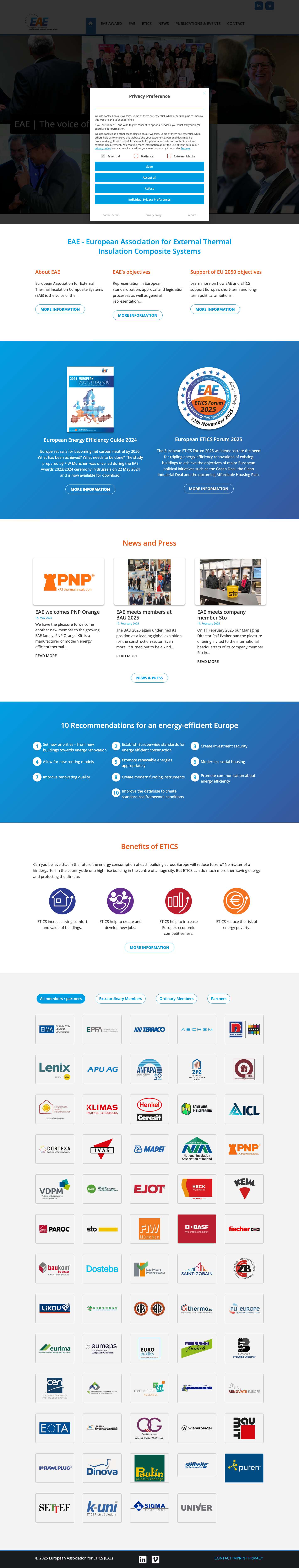 Home - European Association for ETICS (EAE) - Full Screenshot