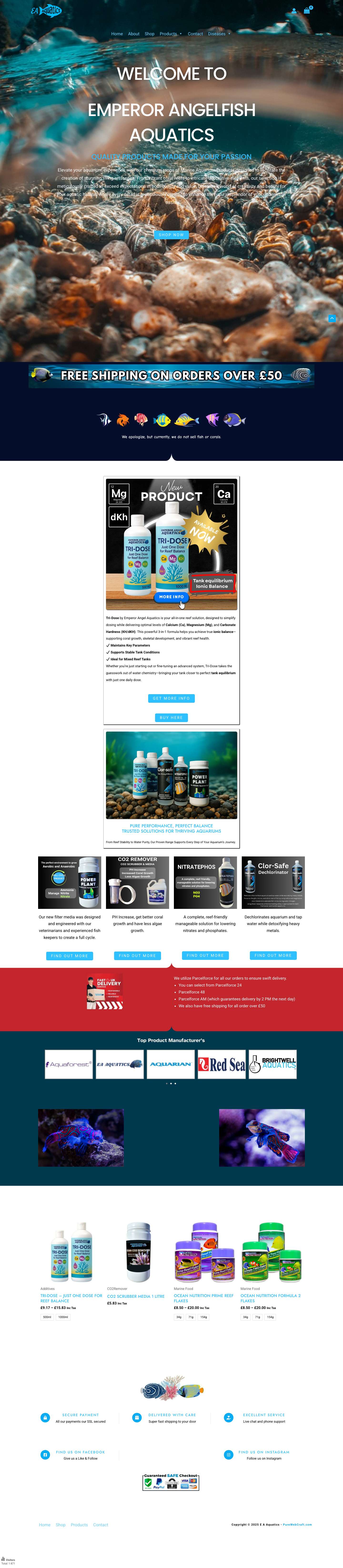 Home - Emperor Angelfish Aquatics - Marine Aquarium Products - Full Screenshot