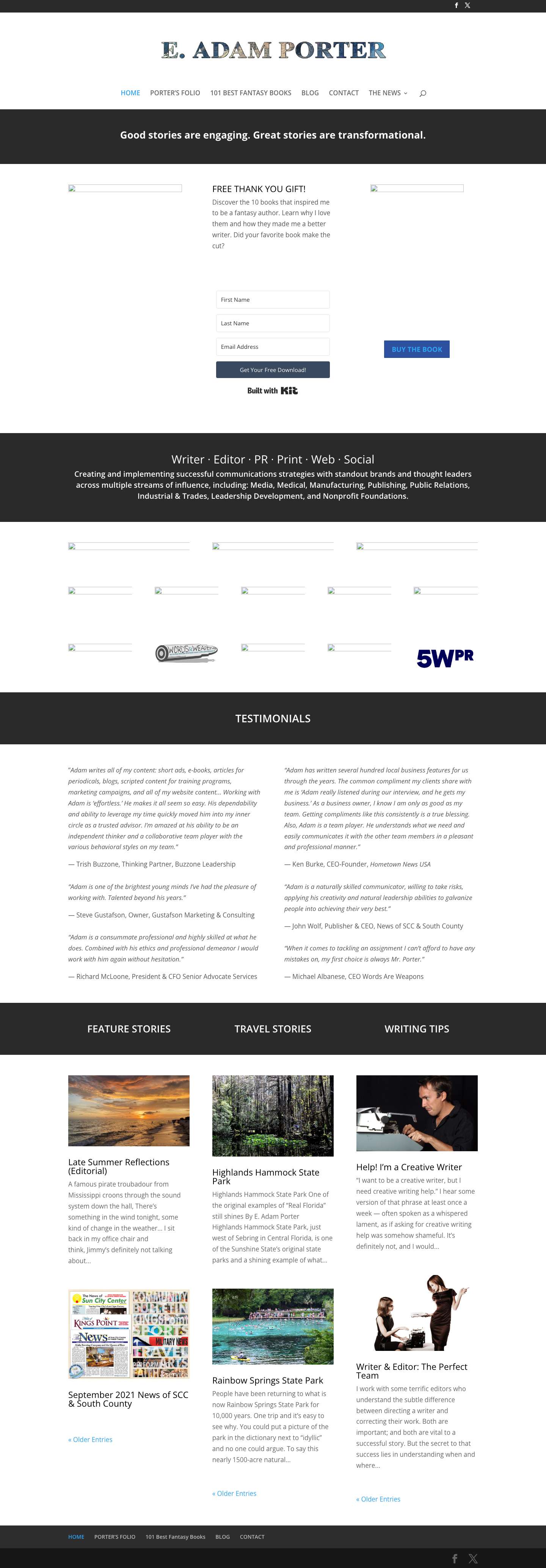 E. Adam Porter | Online home of author, editor, and writing mentor E. Adam Porter - Full Screenshot