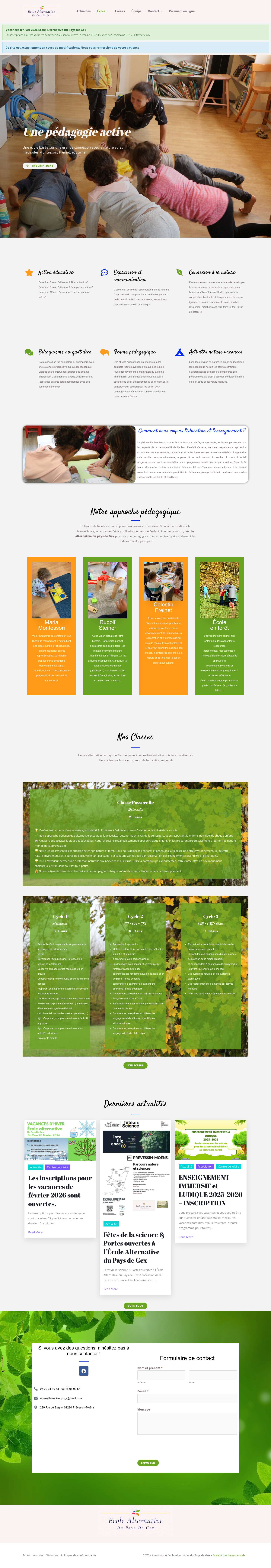 École - Association École Alternative du Pays de Gex - Full Screenshot