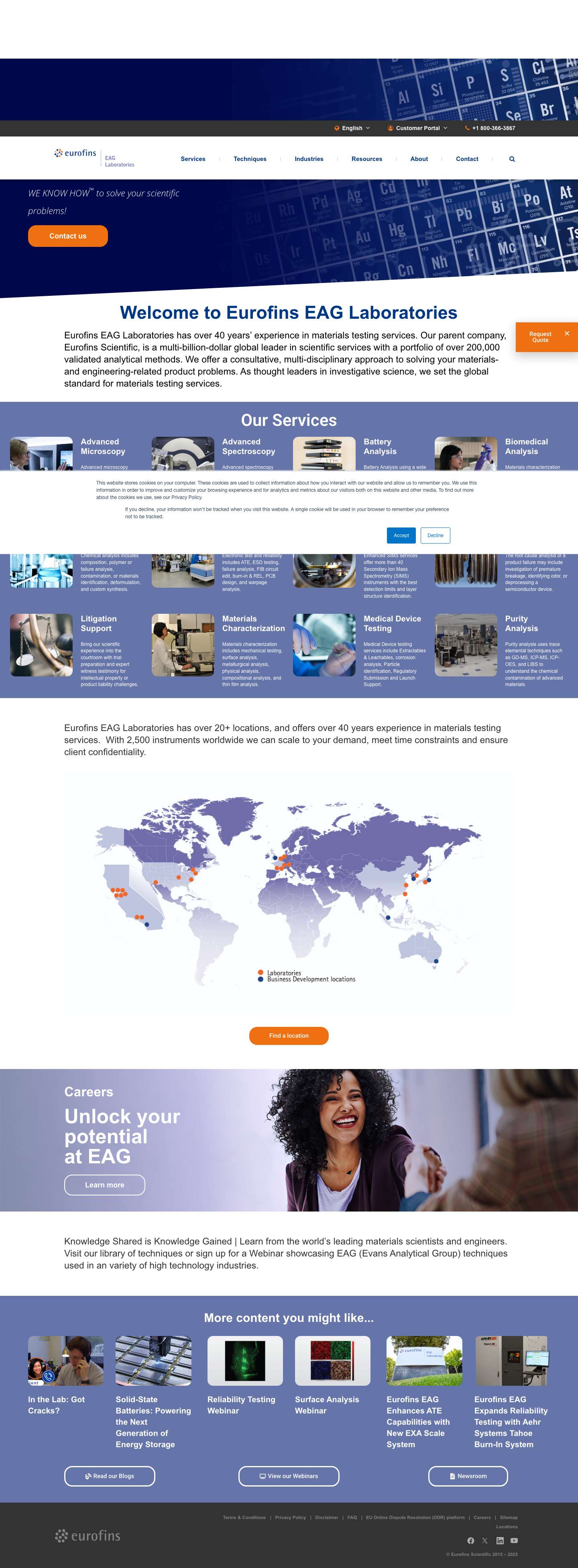 EAG Laboratories | The Global Leader in Materials Testing - Full Screenshot