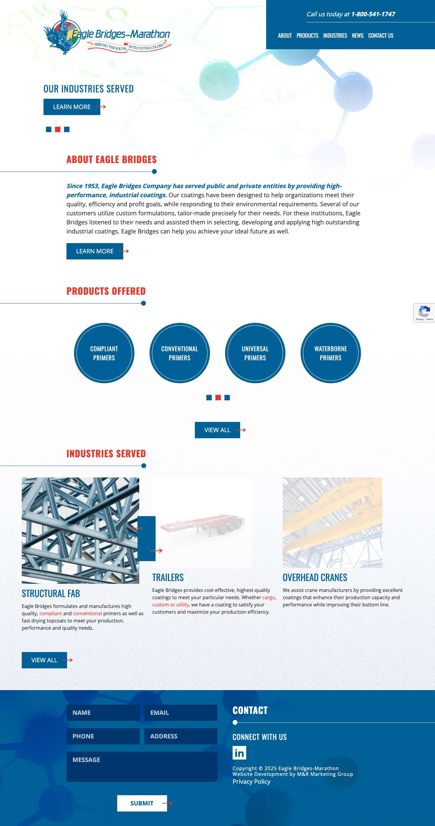 Home - Eagle Bridges - Marathon | High-performance, Industrial Coatings - Full Screenshot