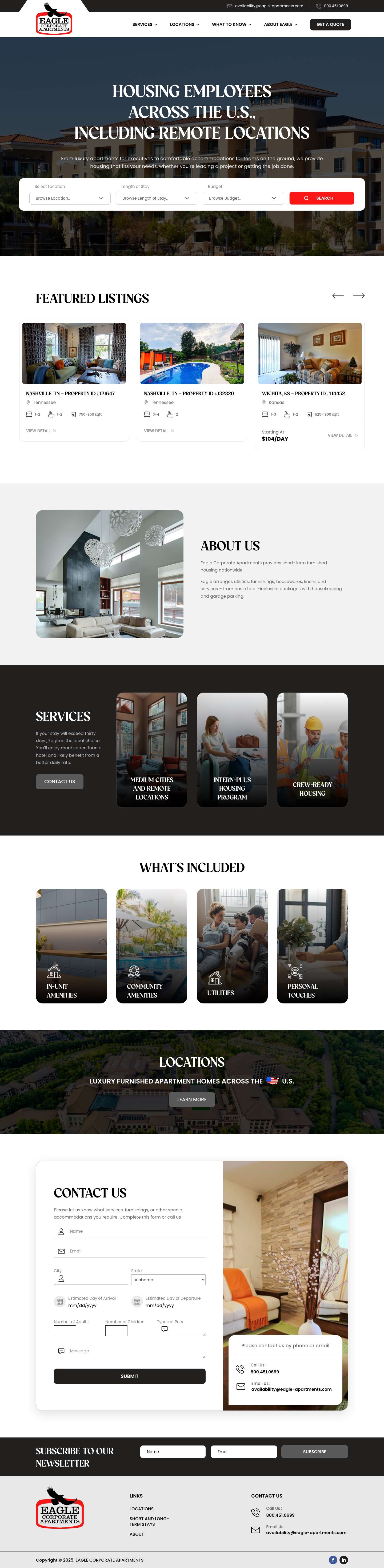 Eagle Corporate Apartments - Medium Cities, Remote Locations - Full Screenshot