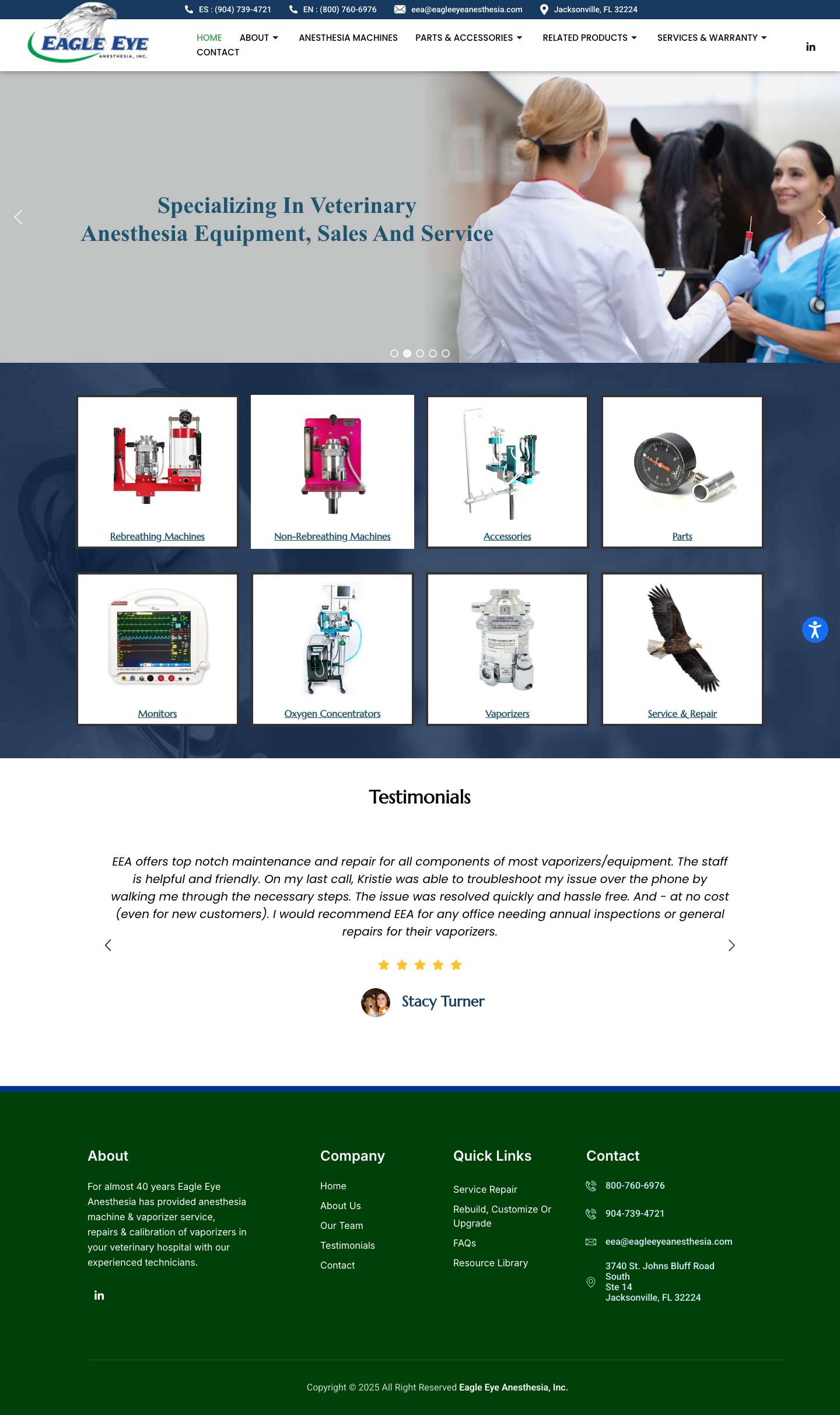 Veterinary Anesthesia Machines | Eagle Eye Anesthesia - Full Screenshot