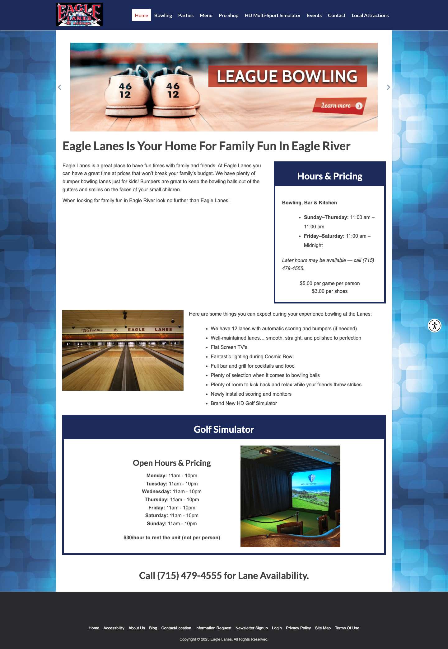 Bowling Alley | Family Fun | Eagle Lanes | Eagle River WI - Full Screenshot