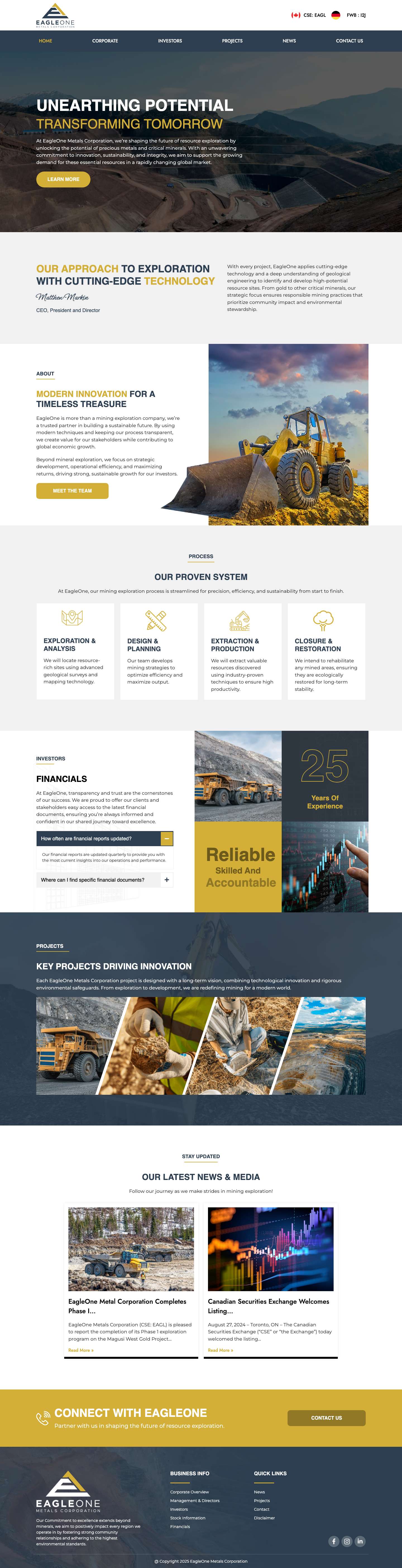 EagleOne Metals Corporation | Mining Exploration Vancouver - Full Screenshot