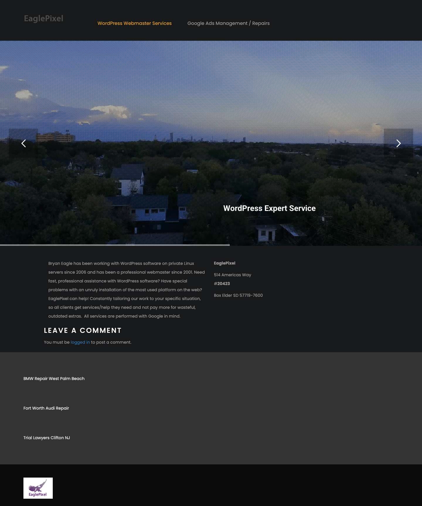 EaglePixel – WordPress Consulting and Contracting - Full Screenshot