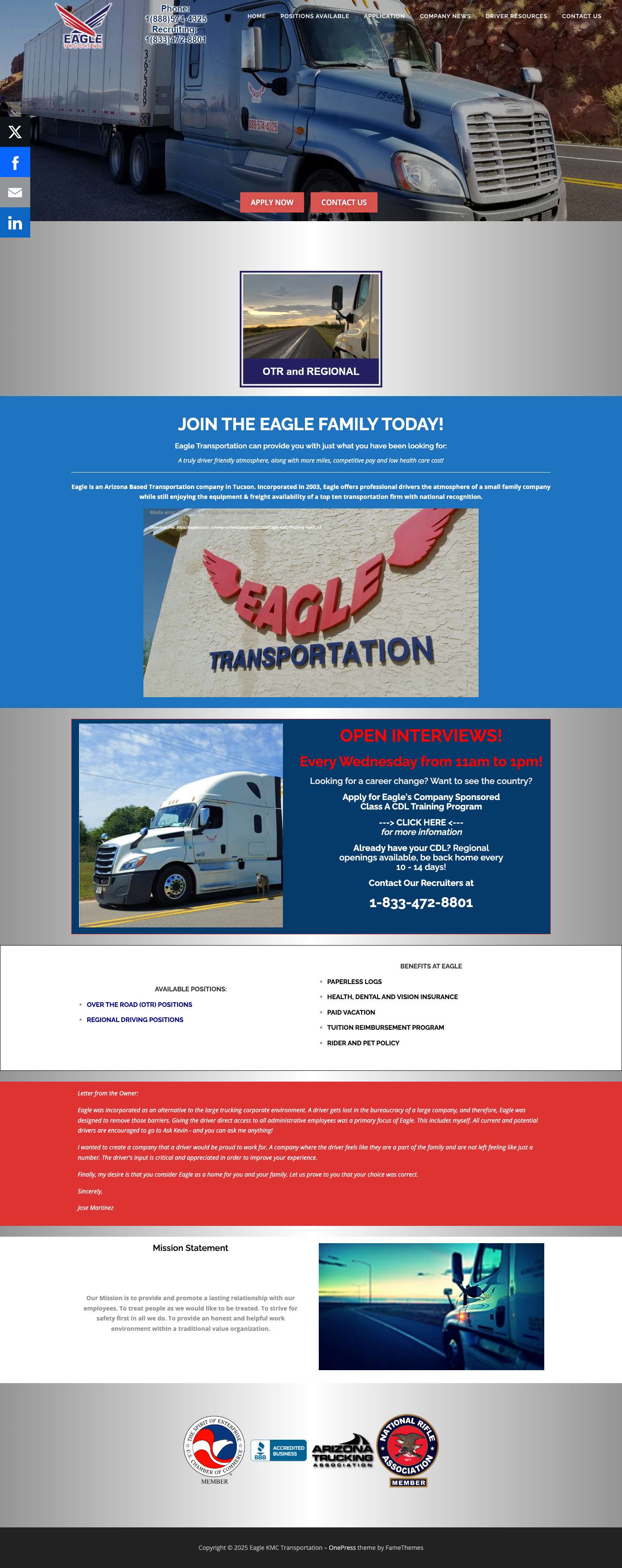 Eagle KMC Transportation – Like Family Welcome Home - Full Screenshot