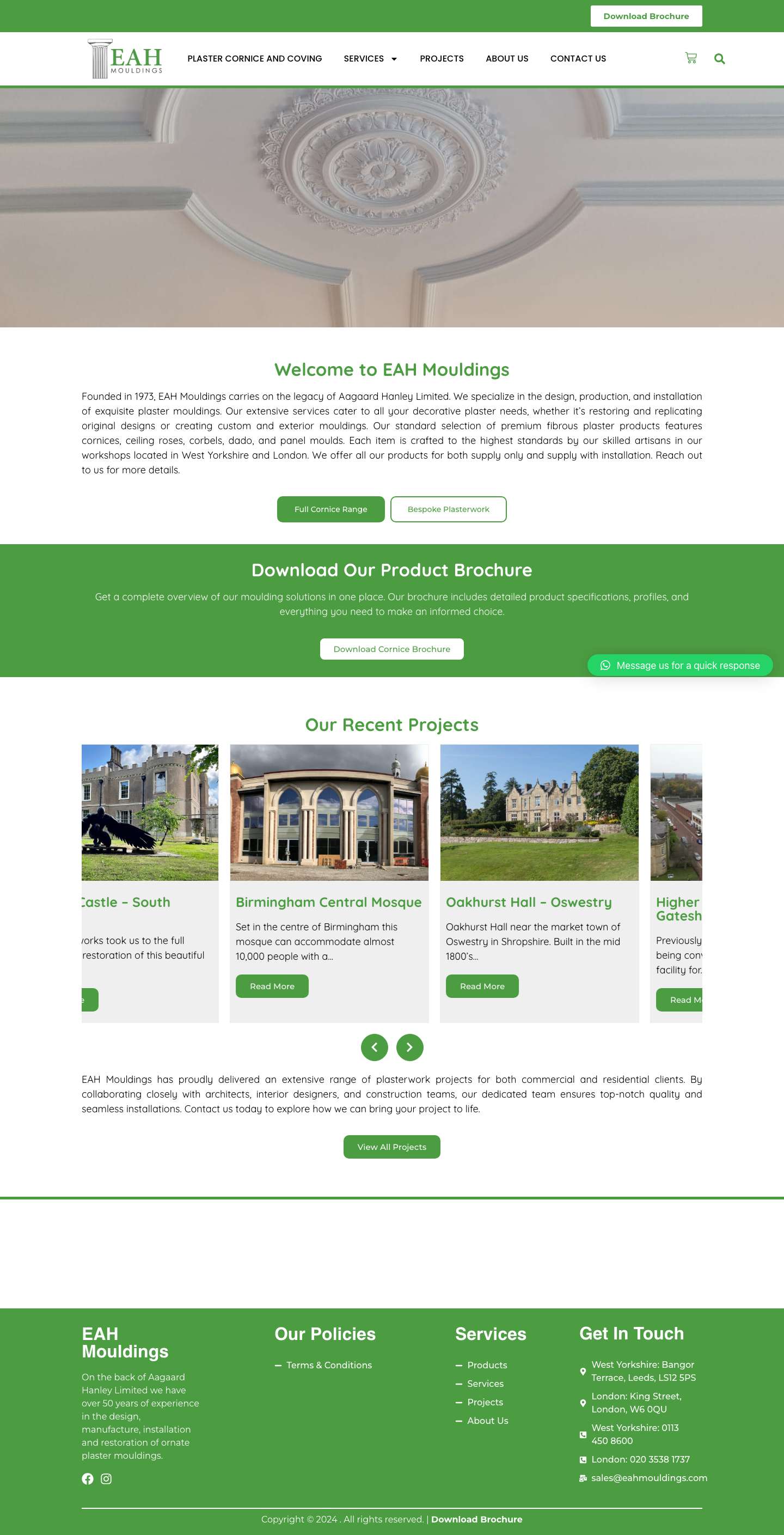 Eahmouldings – Specialists in Plaster Mouldings - Full Screenshot