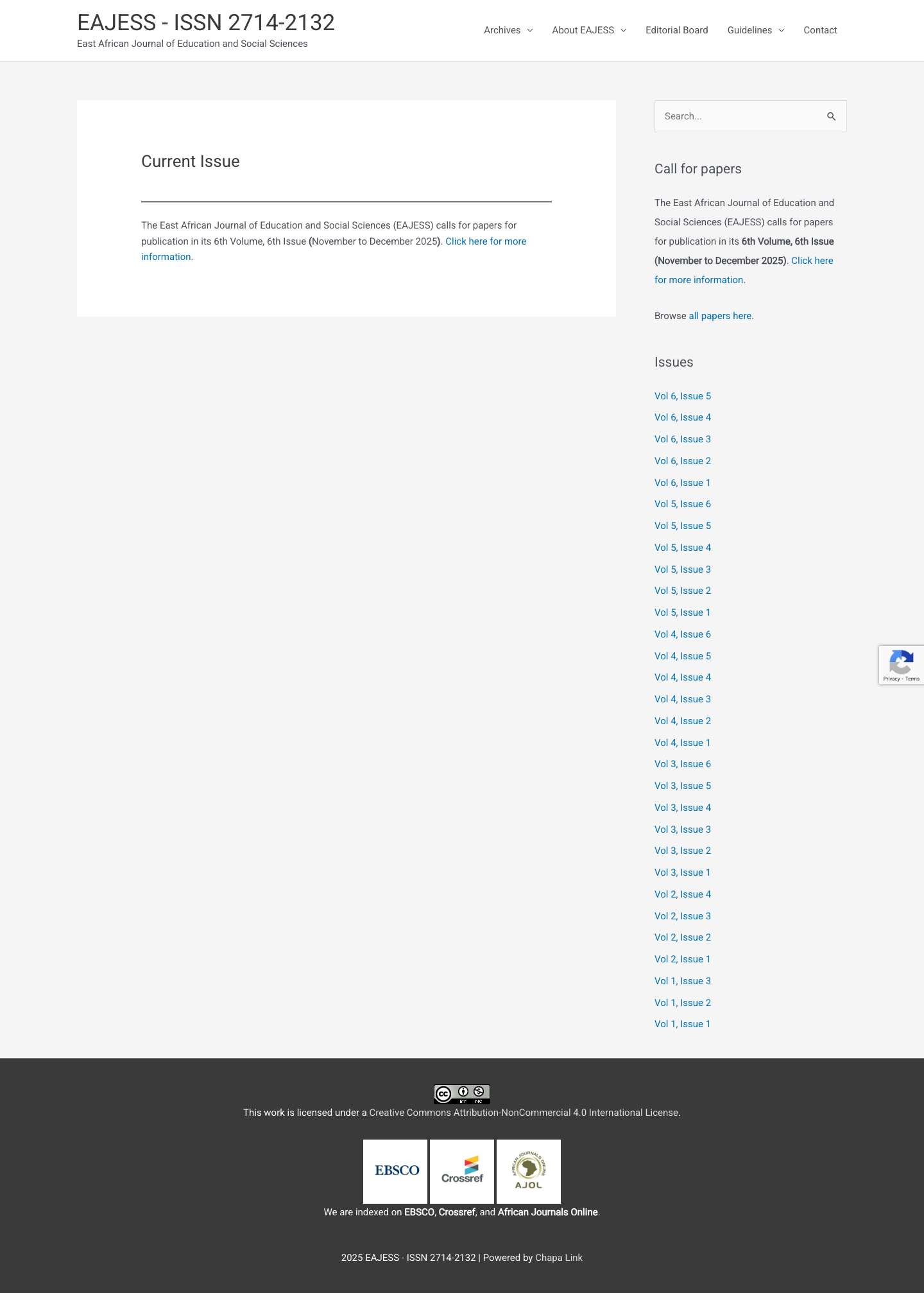 EAJESS – ISSN 2714-2132 – East African Journal of Education and Social Sciences - Full Screenshot