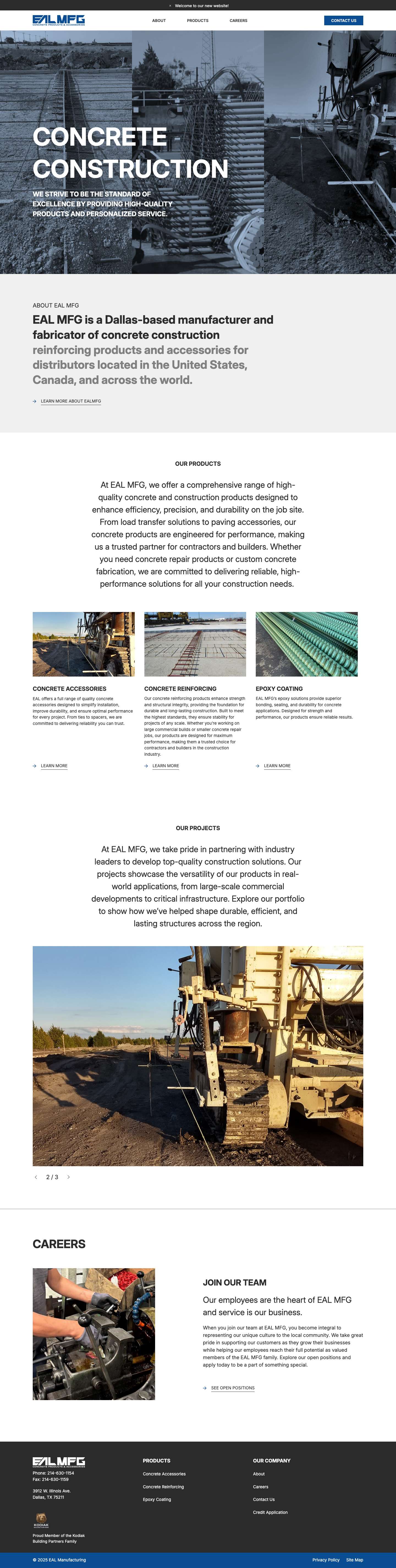 Home - EAL Manufacturing - Full Screenshot