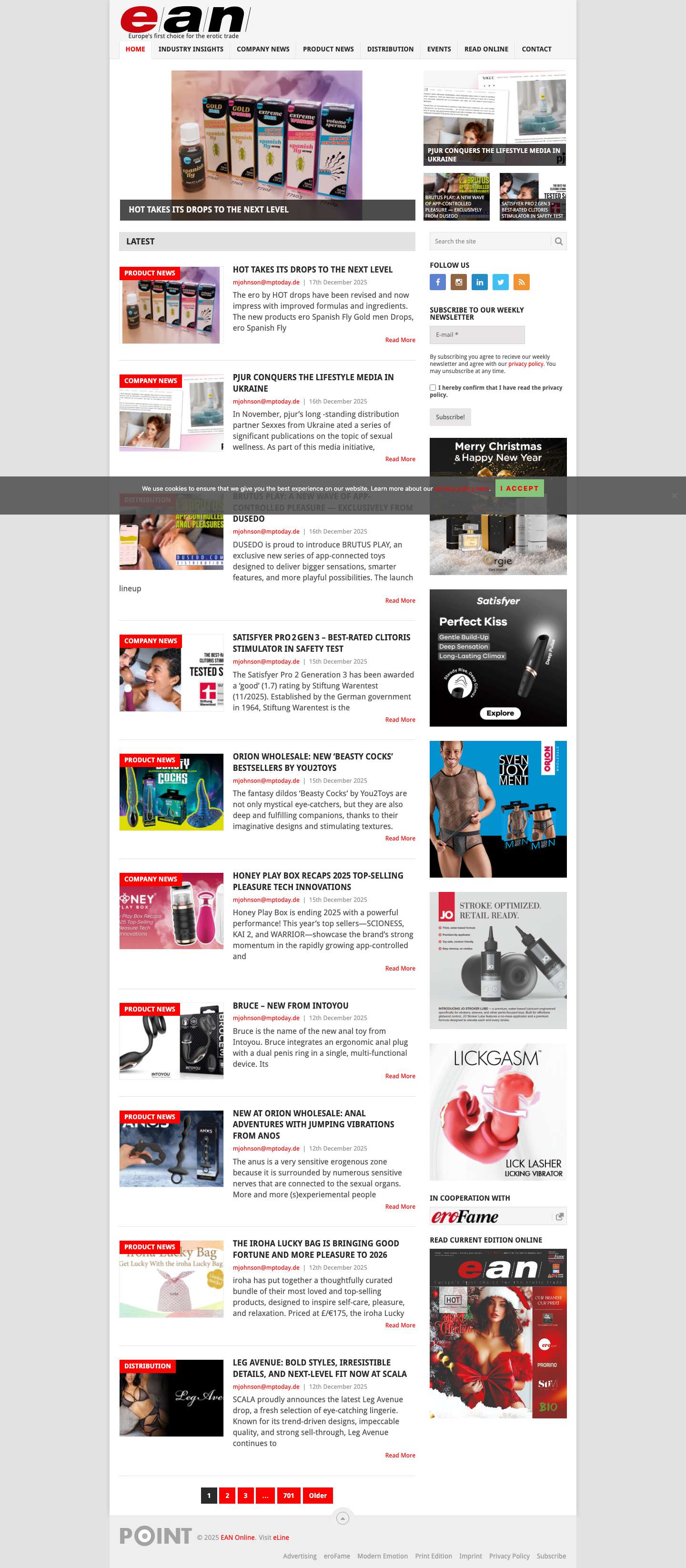 EAN Online – Europe’s first choice for the erotic trade - Full Screenshot