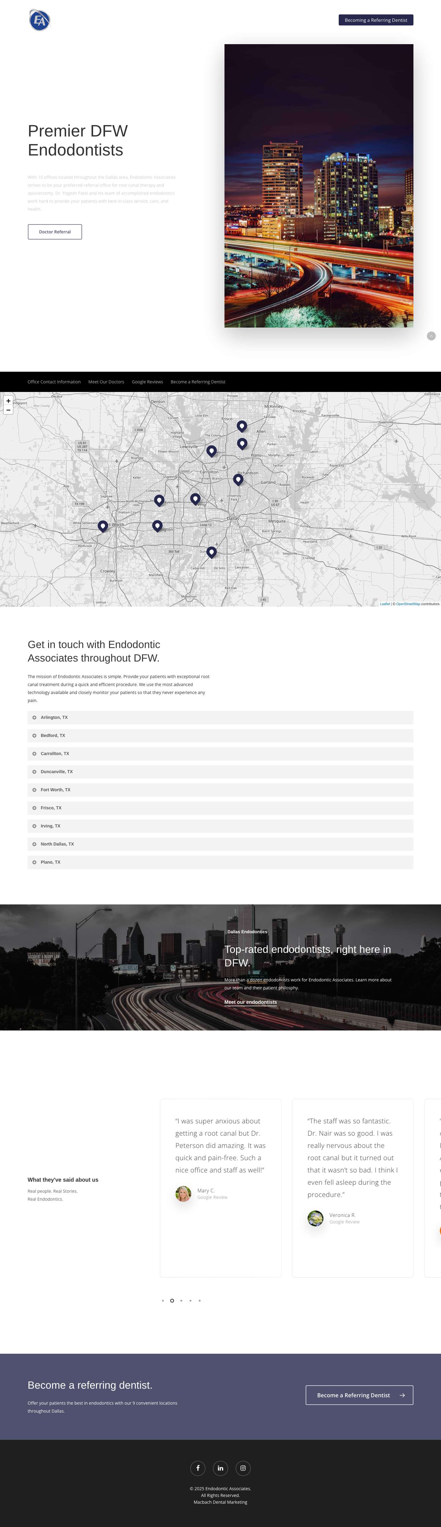 DFW Endodontist - Endodontic Associates of DFW - Root Canal Dentist - Full Screenshot