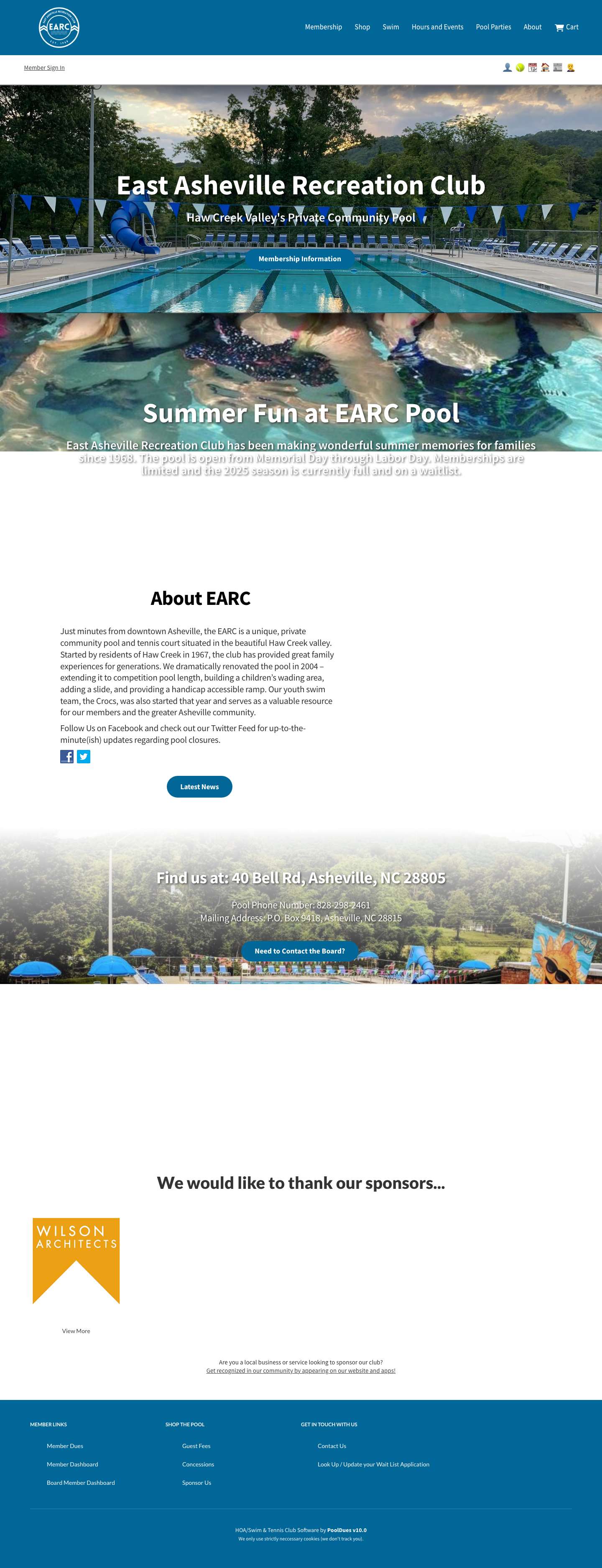 EARC Pool – Haw Creek Valley's Private Community Pool - Full Screenshot