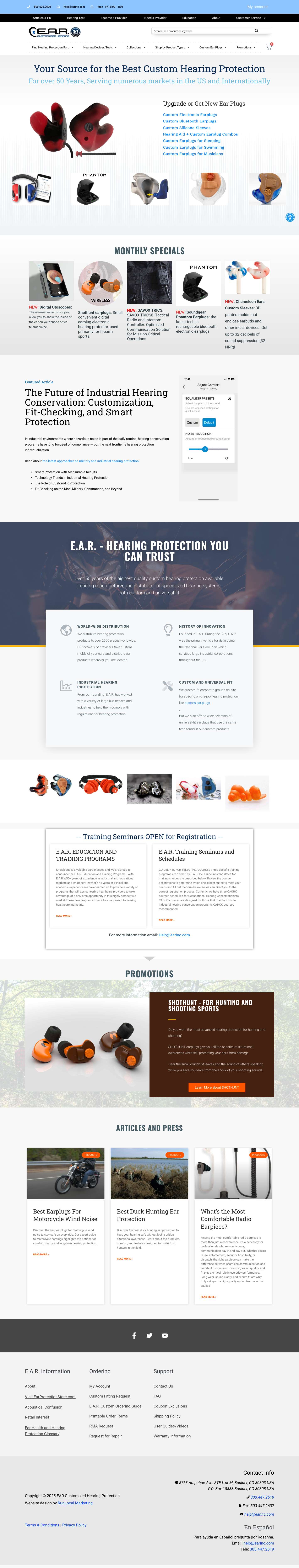 E.A.R. Customized Hearing - EAR Customized Hearing Protection - Full Screenshot