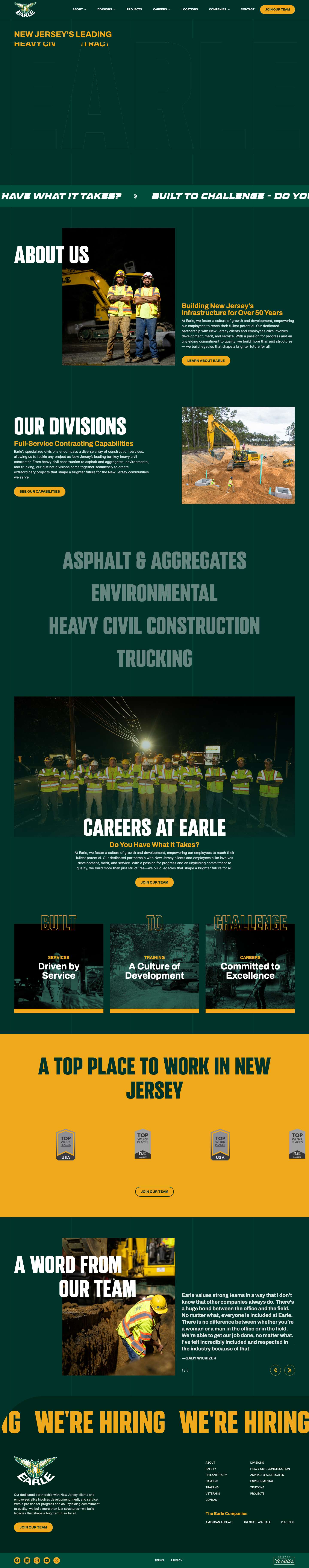 Heavy Civil Construction Company | New Jersey | Earle - Full Screenshot