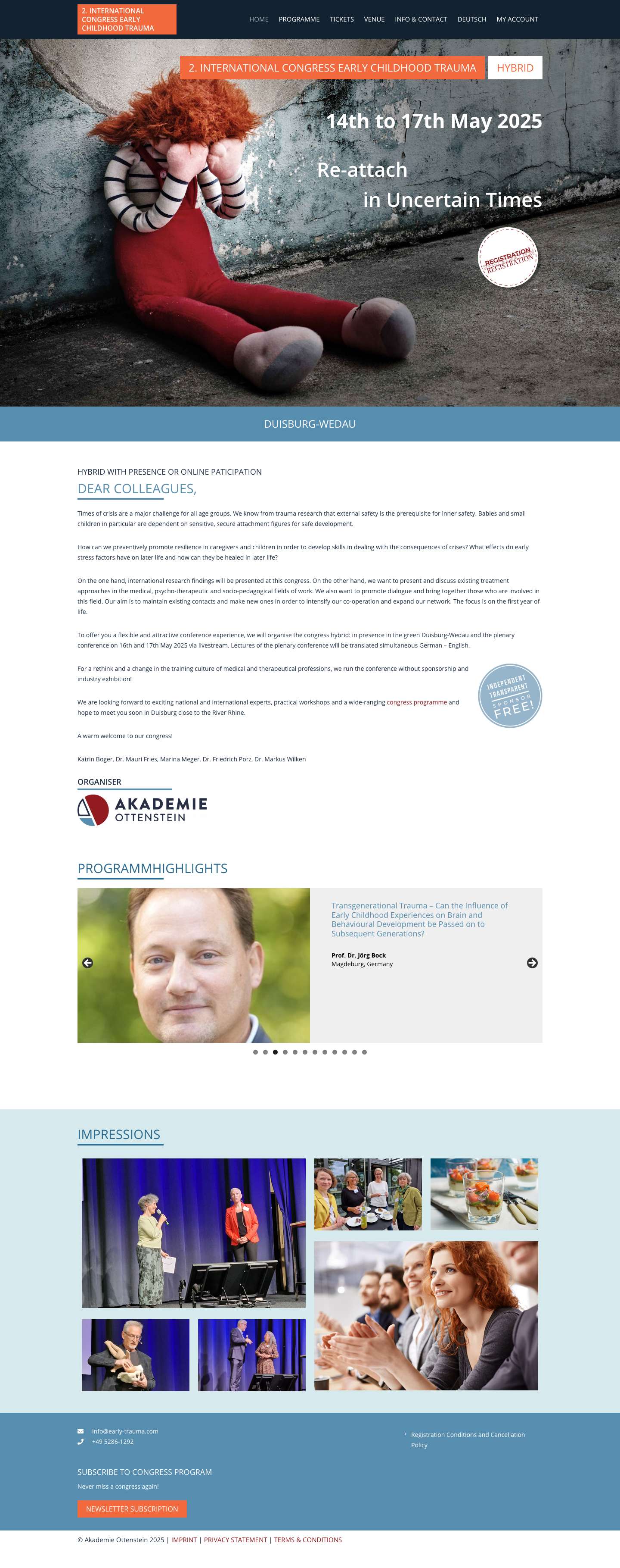 2. International Congress Early Childhood Trauma - Duisburg - Full Screenshot