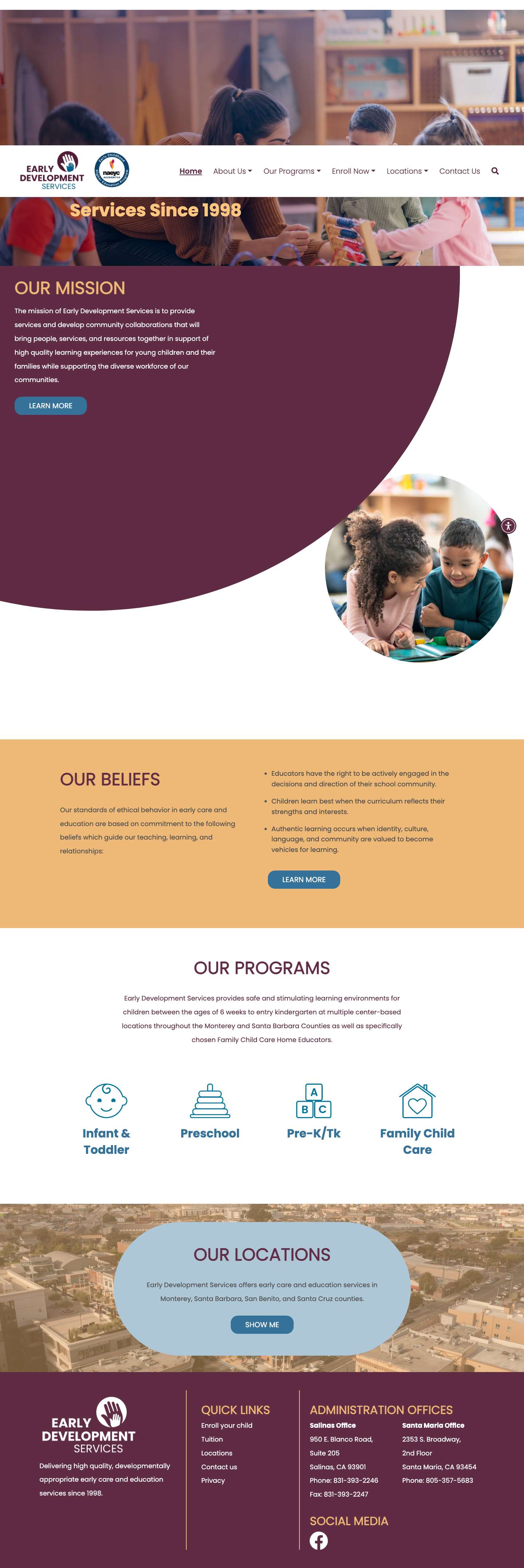 Home | Early Development Services - Full Screenshot