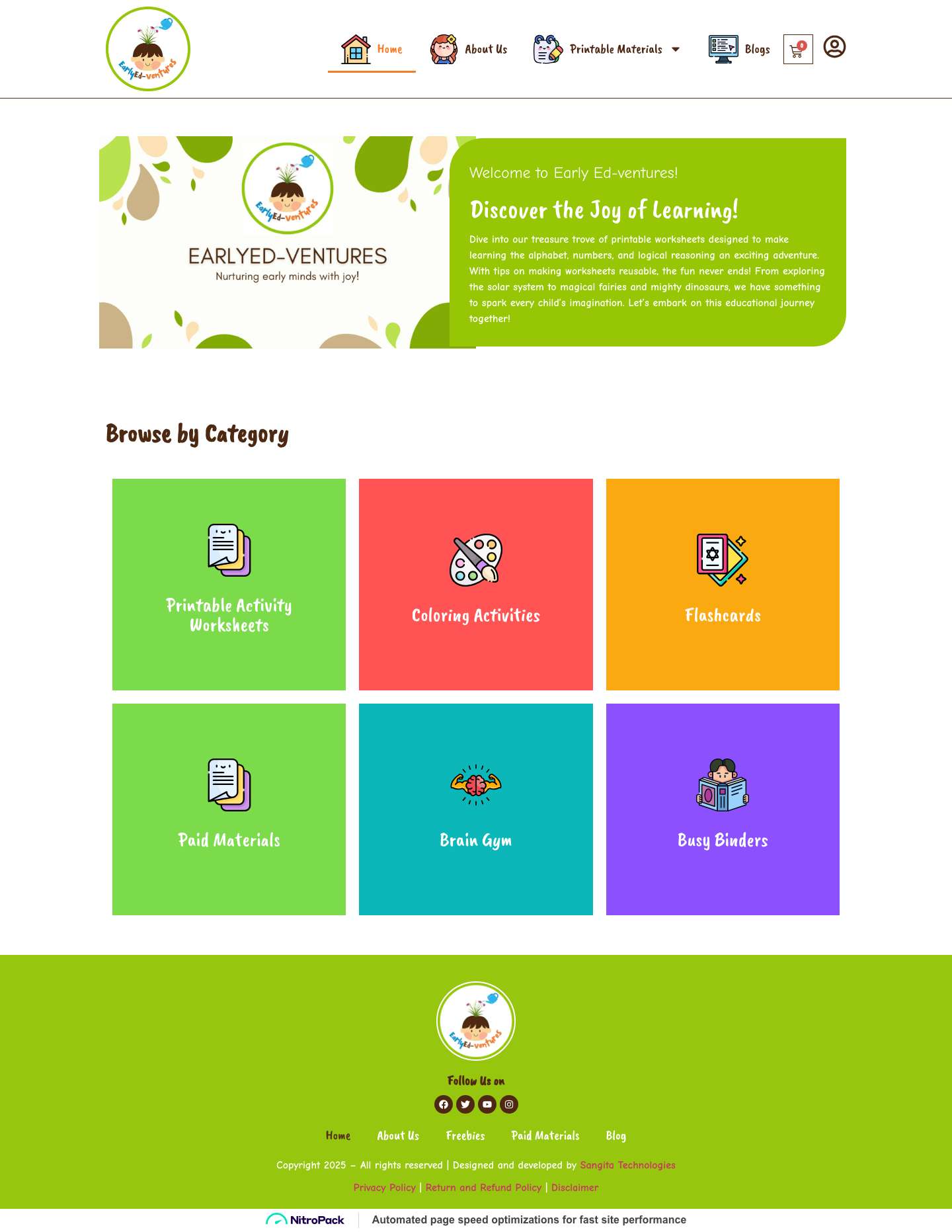 Preschool Worksheets & Fun Learning Activities | EarlyEd Ventures - Full Screenshot