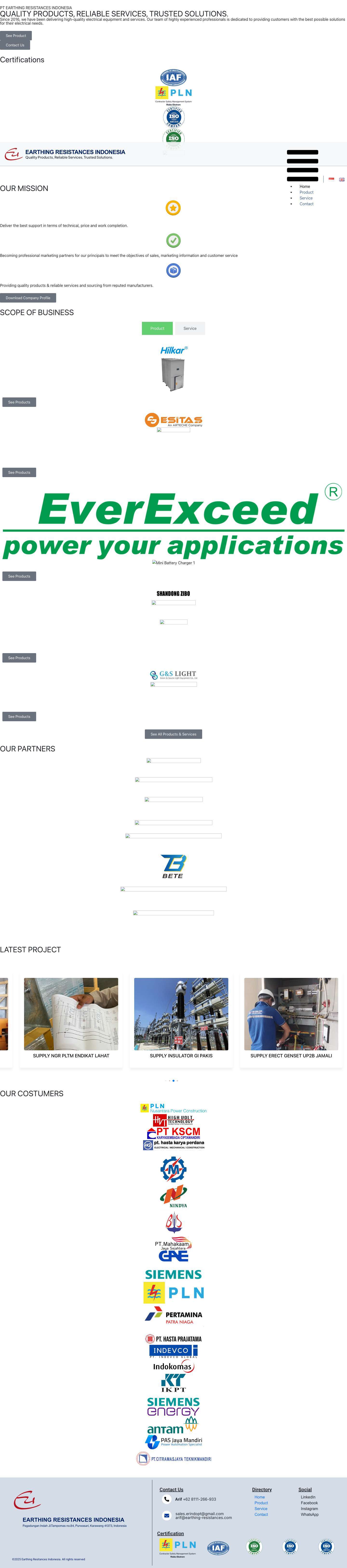 EARTHING RESISTANCES INDONESIA – Empowering Indonesia with Reliable Energy Solution - Full Screenshot