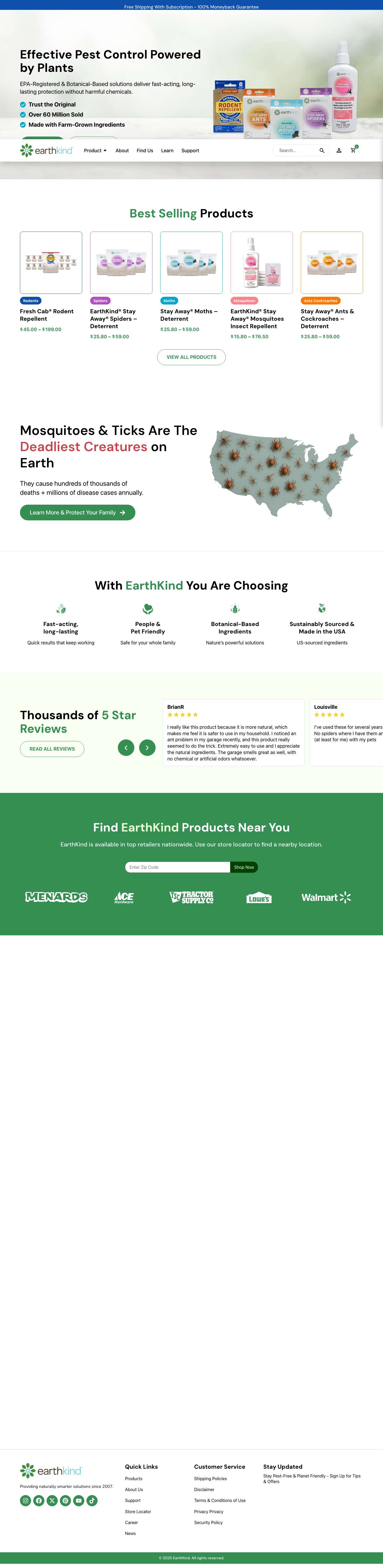 Plant-Based Pest Control & Pest Prevention Products | EarthKind - Full Screenshot